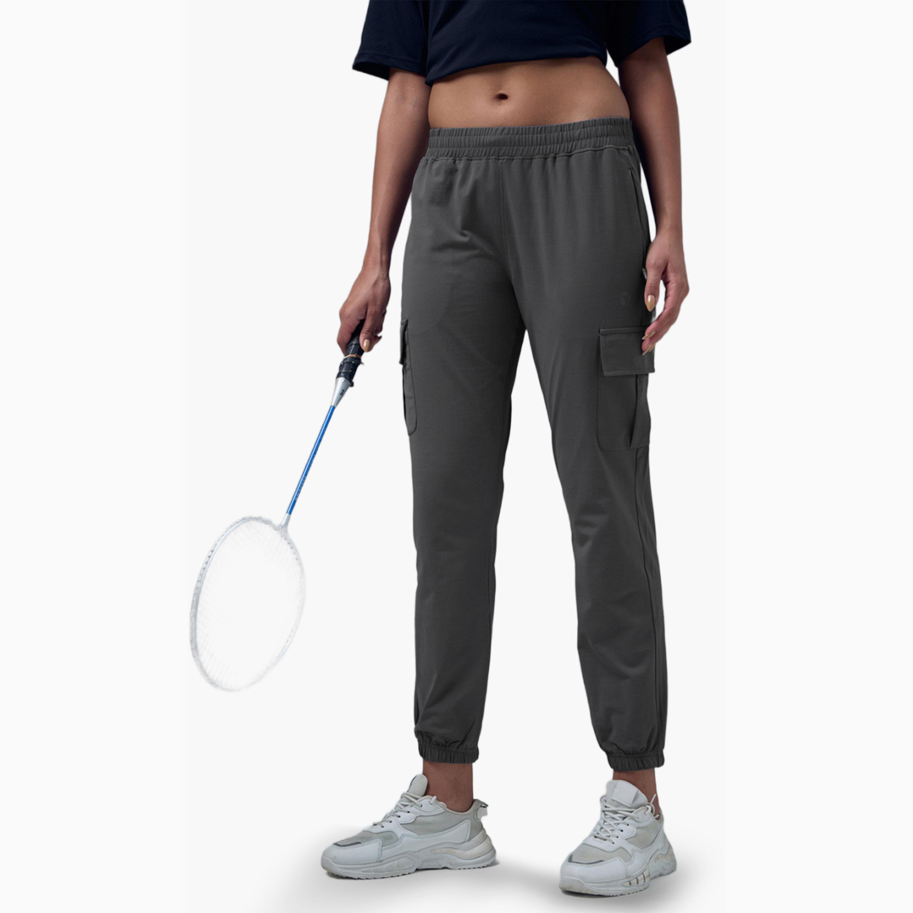 Technosport X Styli Slim Fit Solid Cargo Joggers with TECHNO GUARD-women-clothing-sportswearandactivewear-bottoms-joggersandtrackpants-image-1