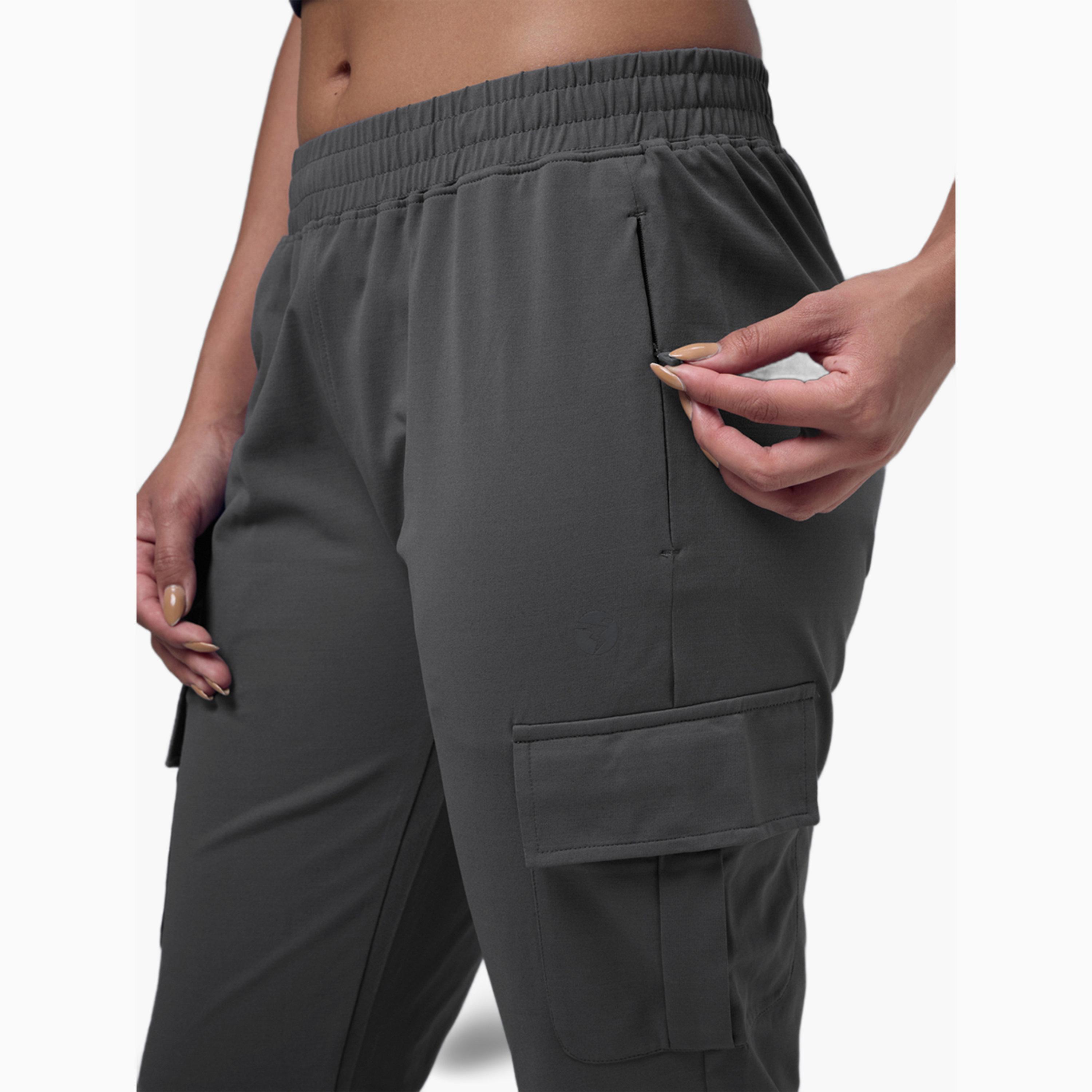 Technosport X Styli Slim Fit Solid Cargo Joggers with TECHNO GUARD-women-clothing-sportswearandactivewear-bottoms-joggersandtrackpants-image-2