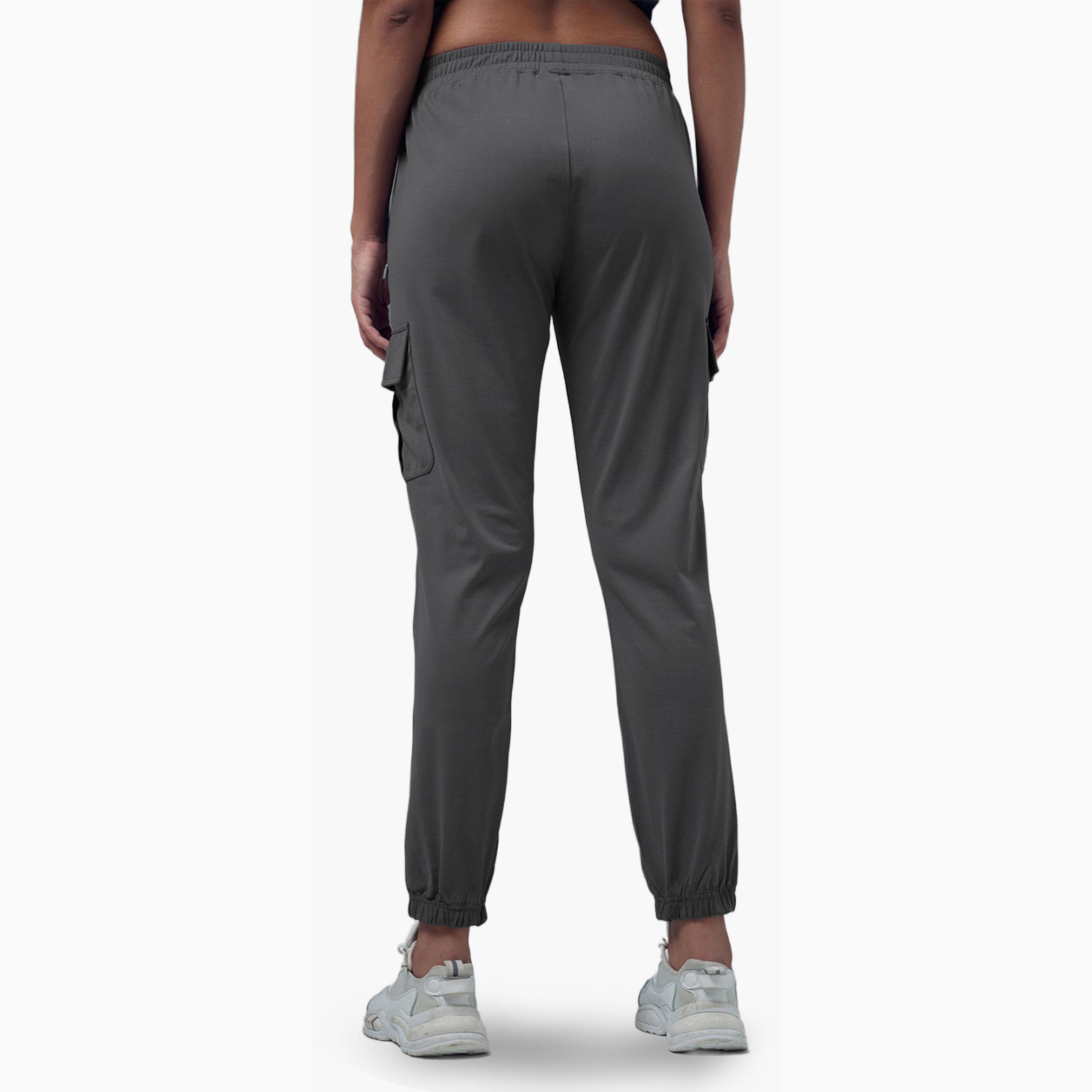 Technosport X Styli Slim Fit Solid Cargo Joggers with TECHNO GUARD-women-clothing-sportswearandactivewear-bottoms-joggersandtrackpants-image-5