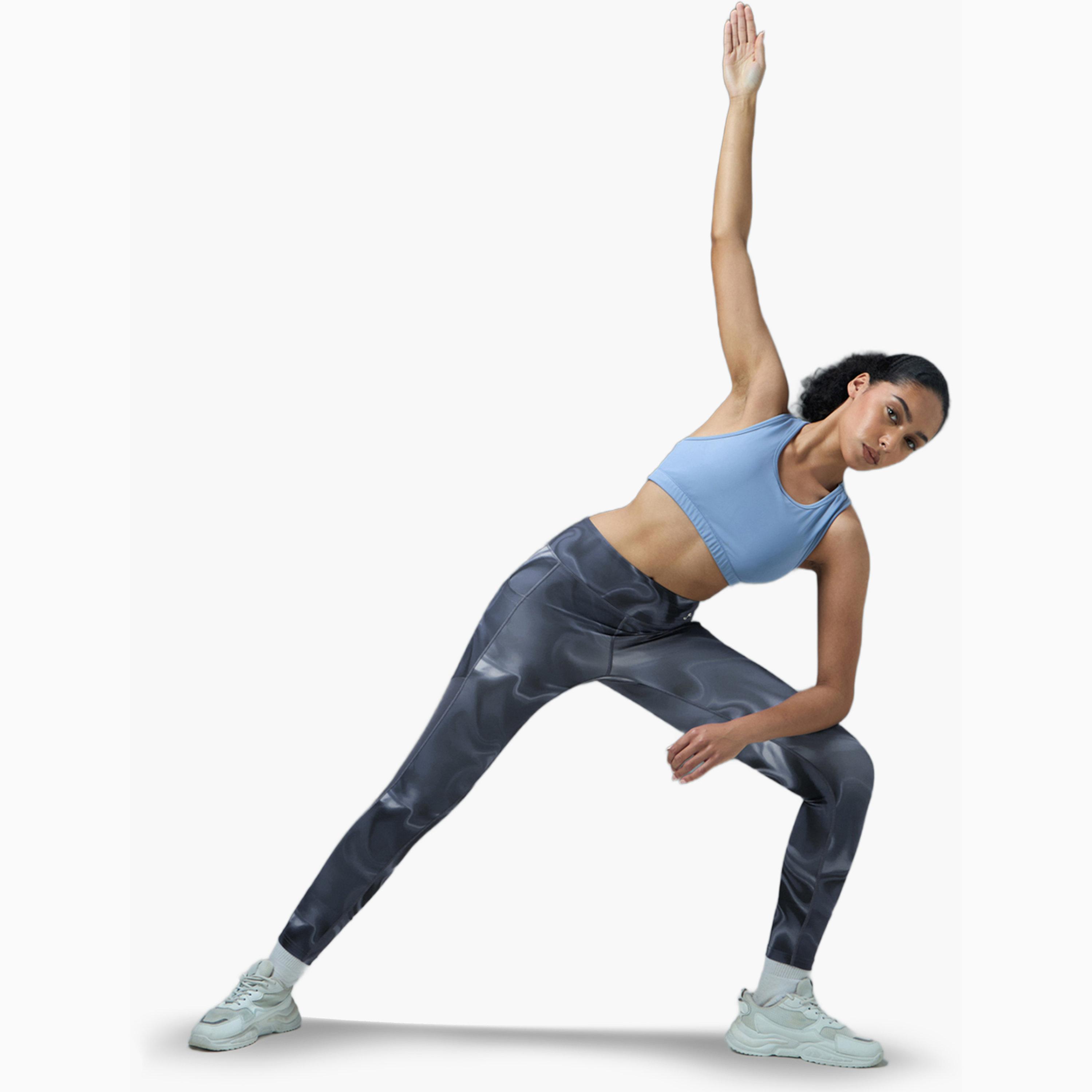 Technosport X Styli Marble Print Slim Fit Tights with ELASTO PLUS-women-clothing-sportswearandactivewear-bottoms-leggings-image-2
