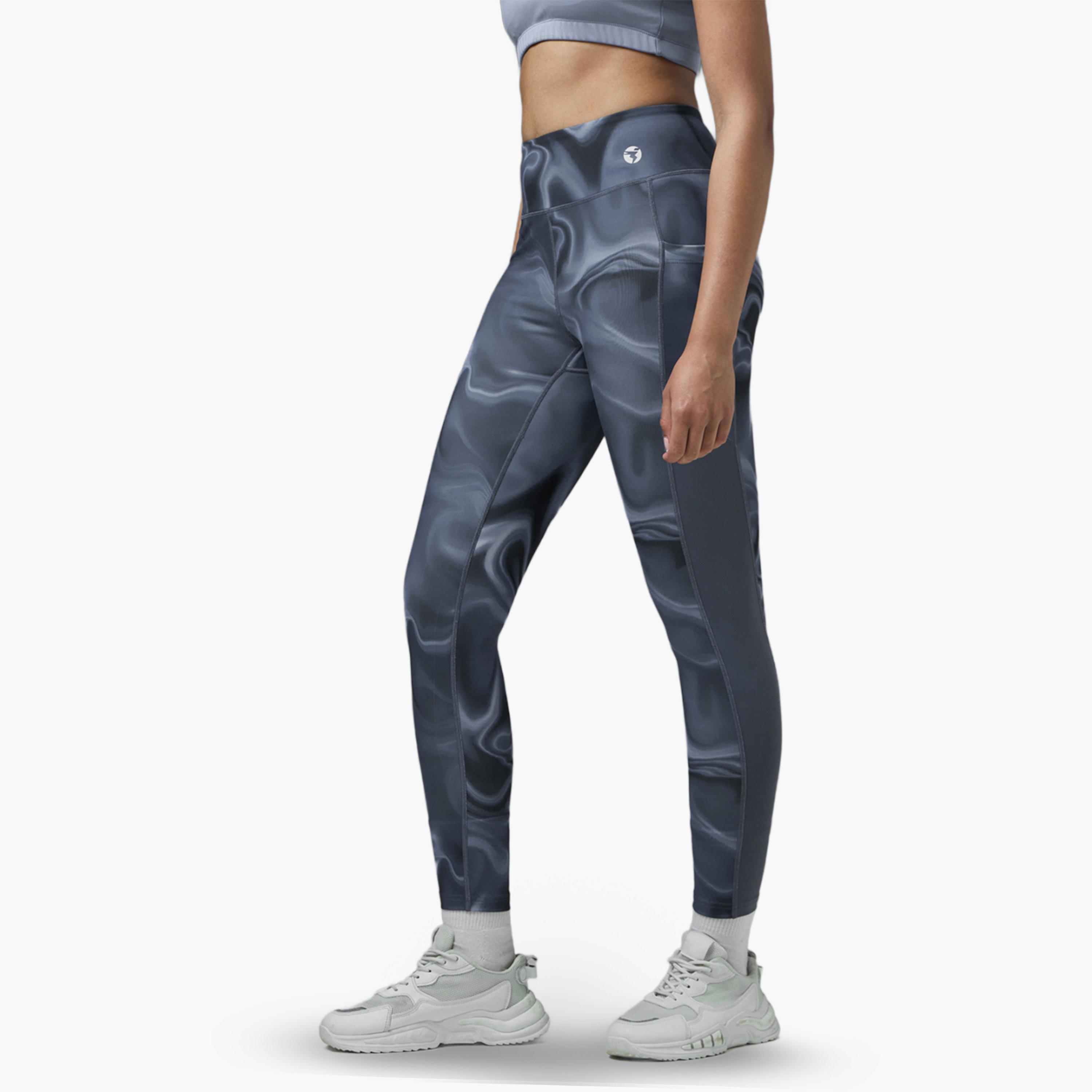 Technosport X Styli Marble Print Slim Fit Tights with ELASTO PLUS-women-clothing-sportswearandactivewear-bottoms-leggings-image-4