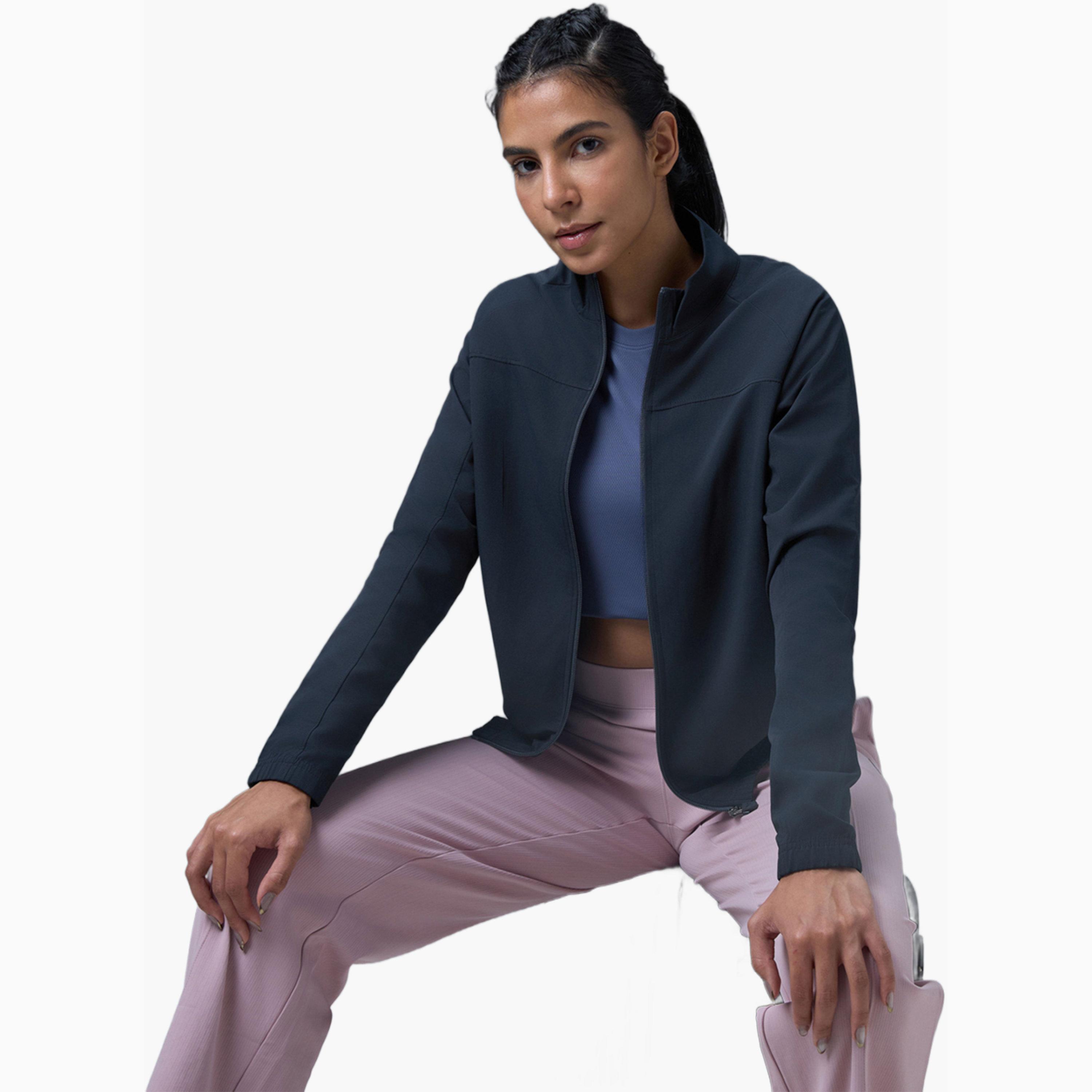 Technosport X Styli Solid Slim Fit Mock Neck Sports Jacket with TECHNOLITE-women-clothing-sportswearandactivewear-coatsandjackets-jackets-image-2