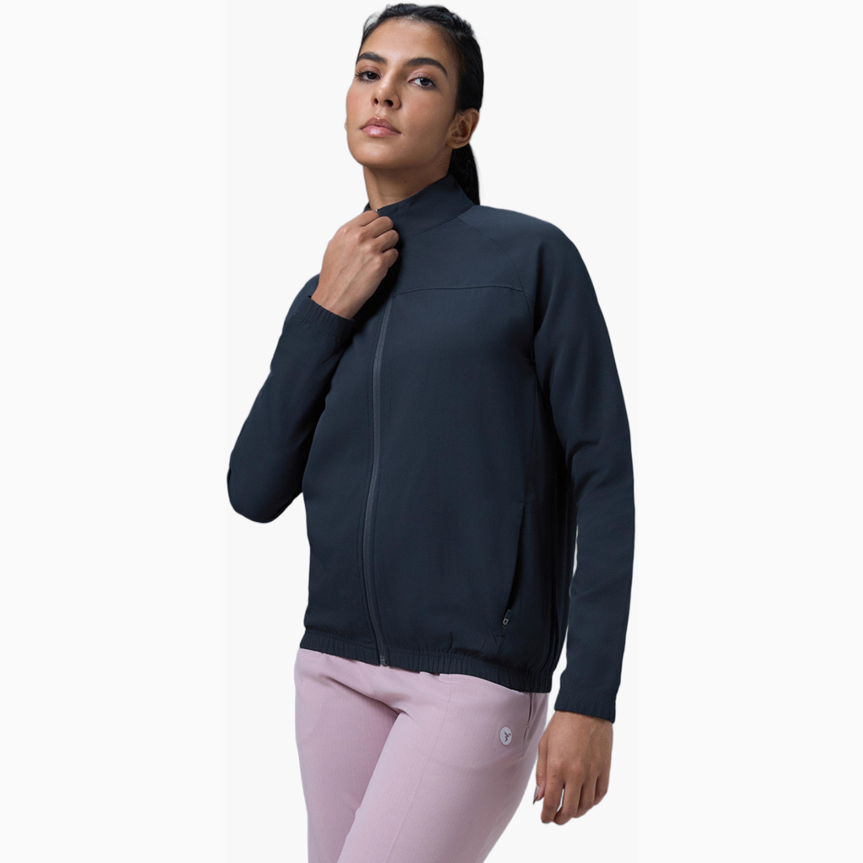 Technosport X Styli Solid Slim Fit Mock Neck Sports Jacket with TECHNOLITE-women-clothing-sportswearandactivewear-coatsandjackets-jackets-image-3