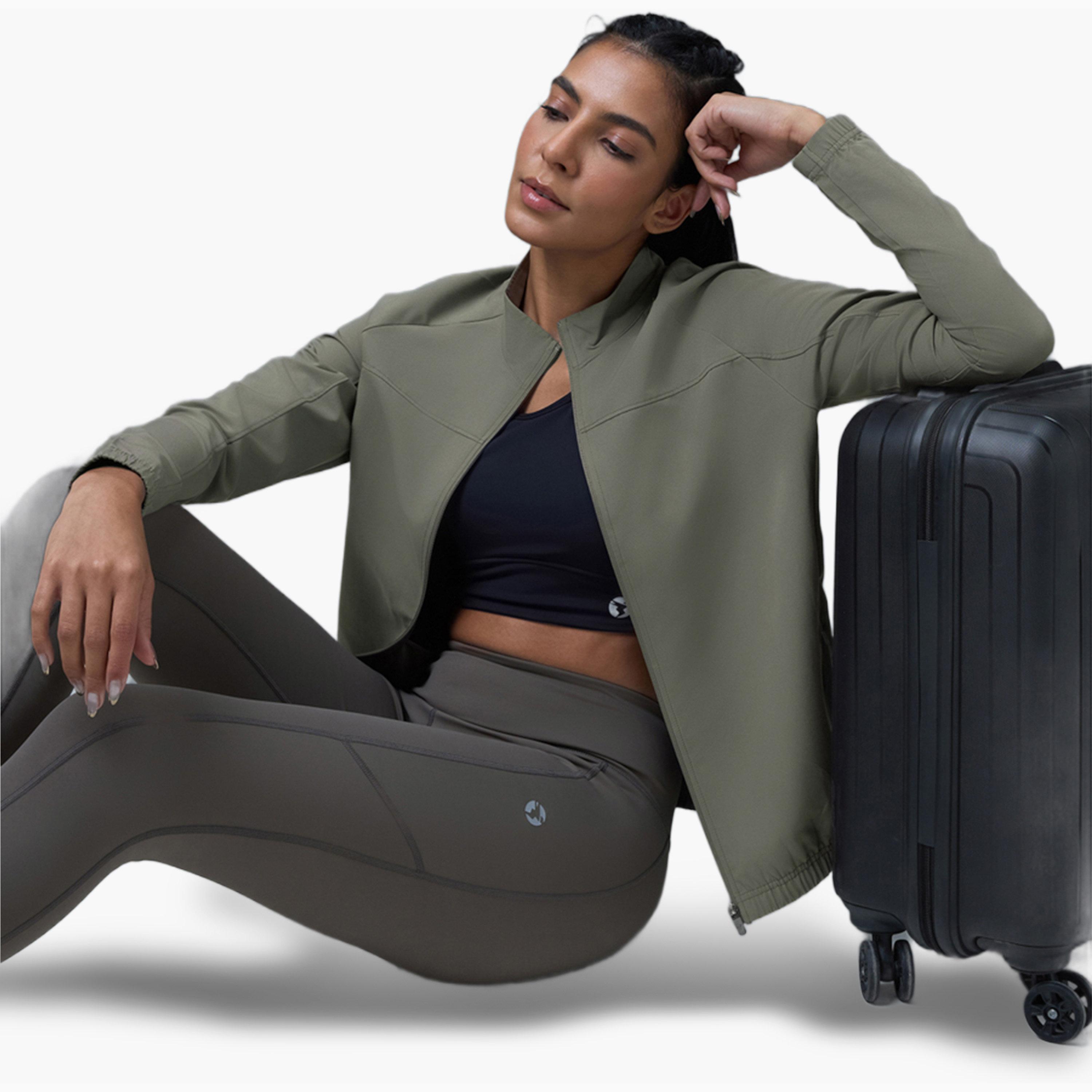 Technosport X Styli Solid Slim Fit Mock Neck Sports Jacket with TECHNOLITE-women-clothing-sportswearandactivewear-coatsandjackets-jackets-image-3
