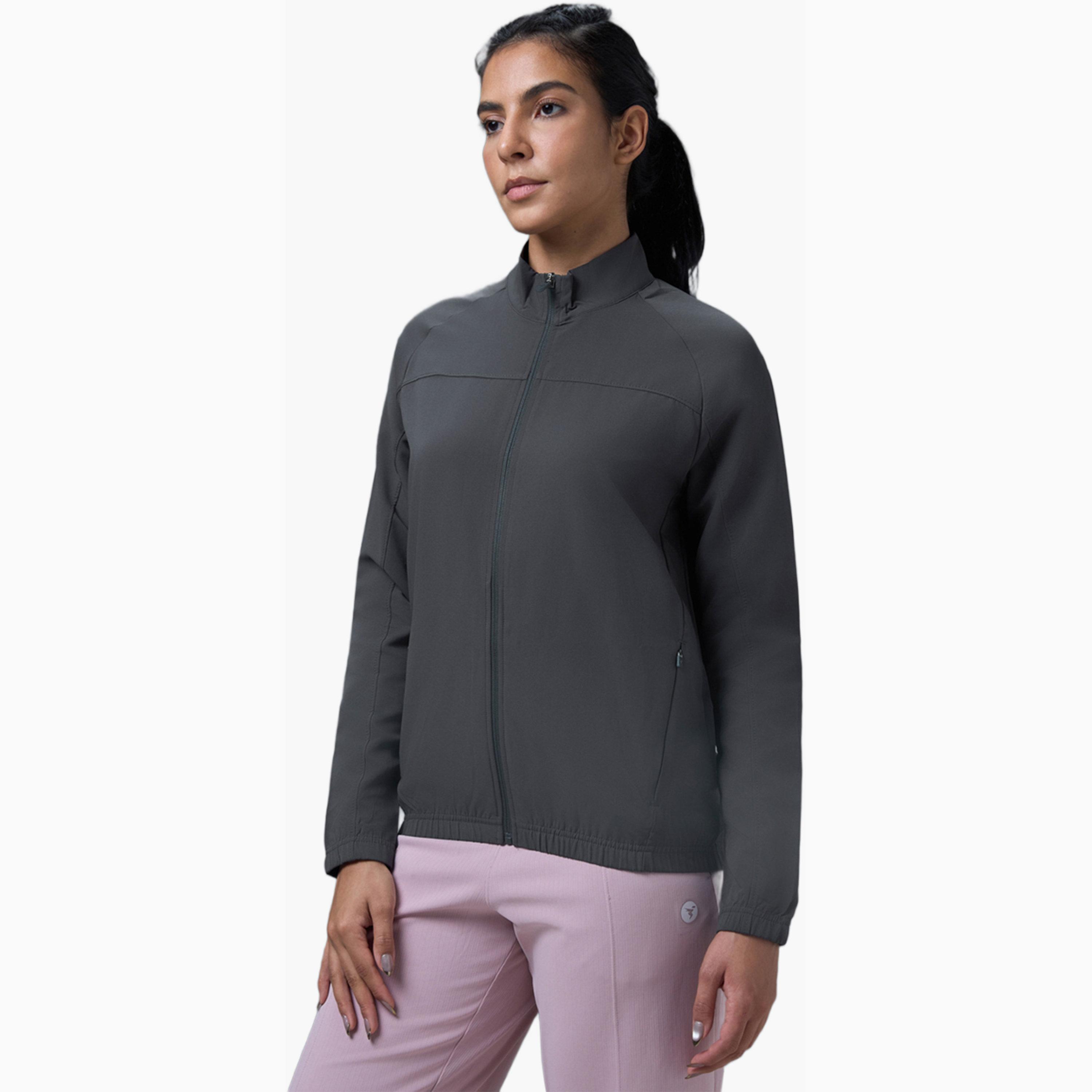 Technosport X Styli Solid Slim Fit Mock Neck Sports Jacket with TECHNOLITE-women-clothing-sportswearandactivewear-coatsandjackets-jackets-image-4