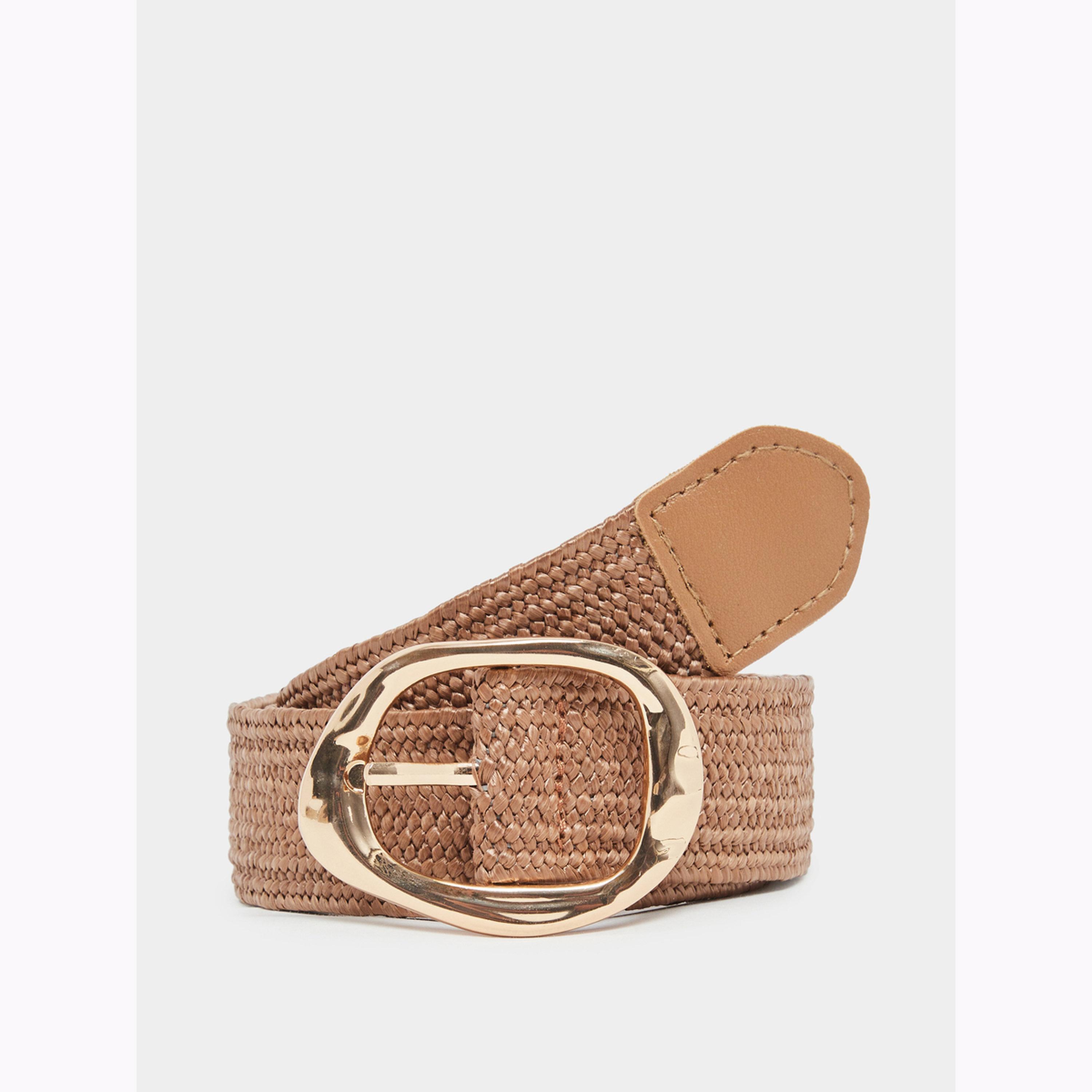 Styli Woven Raffia Belt with Gold Buckle-women-clothingaccessories-belts-image-1