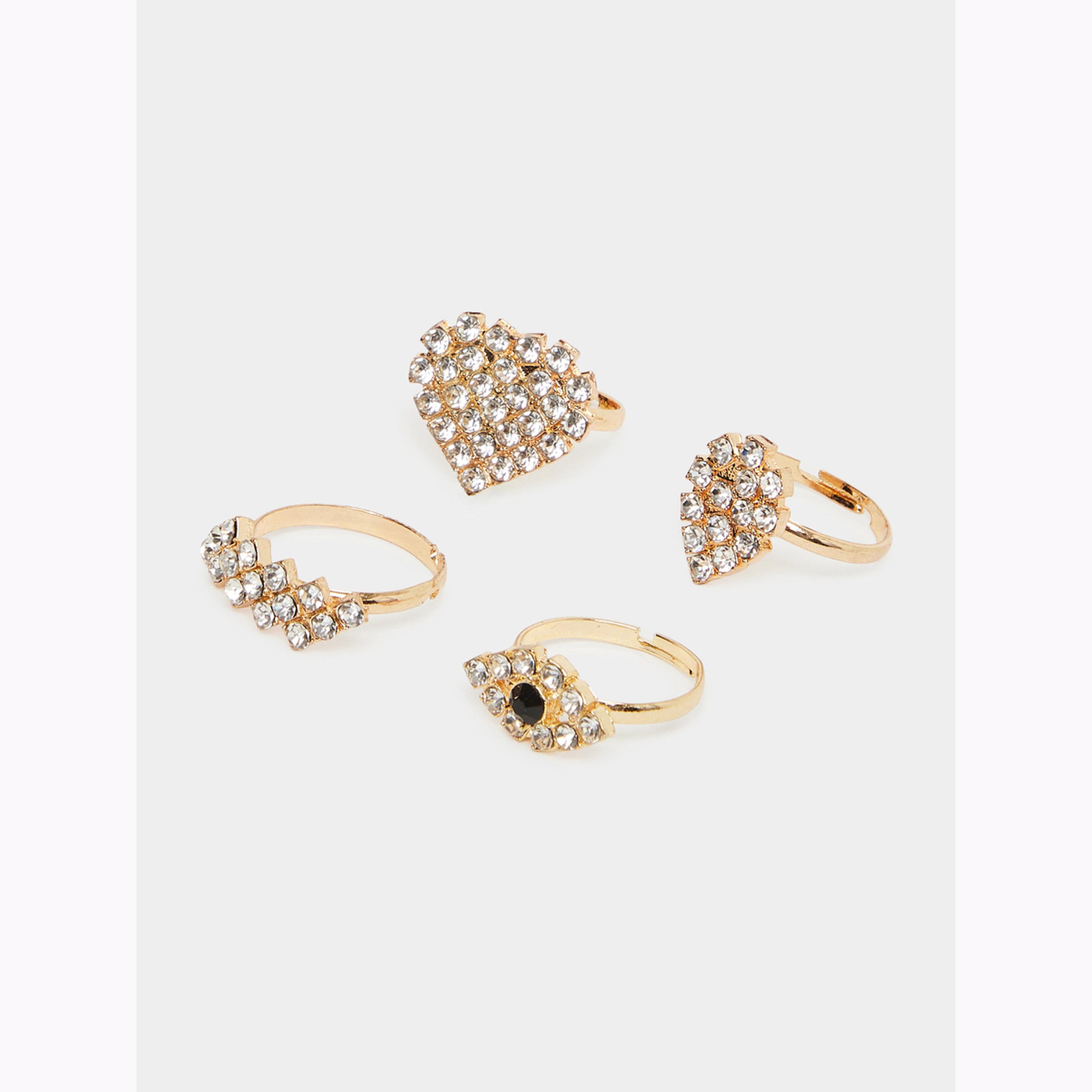 عبوة من 4 خواتم مزينة لون ذهبي-women-watchesandjewellery-jewellery-rings-image-1