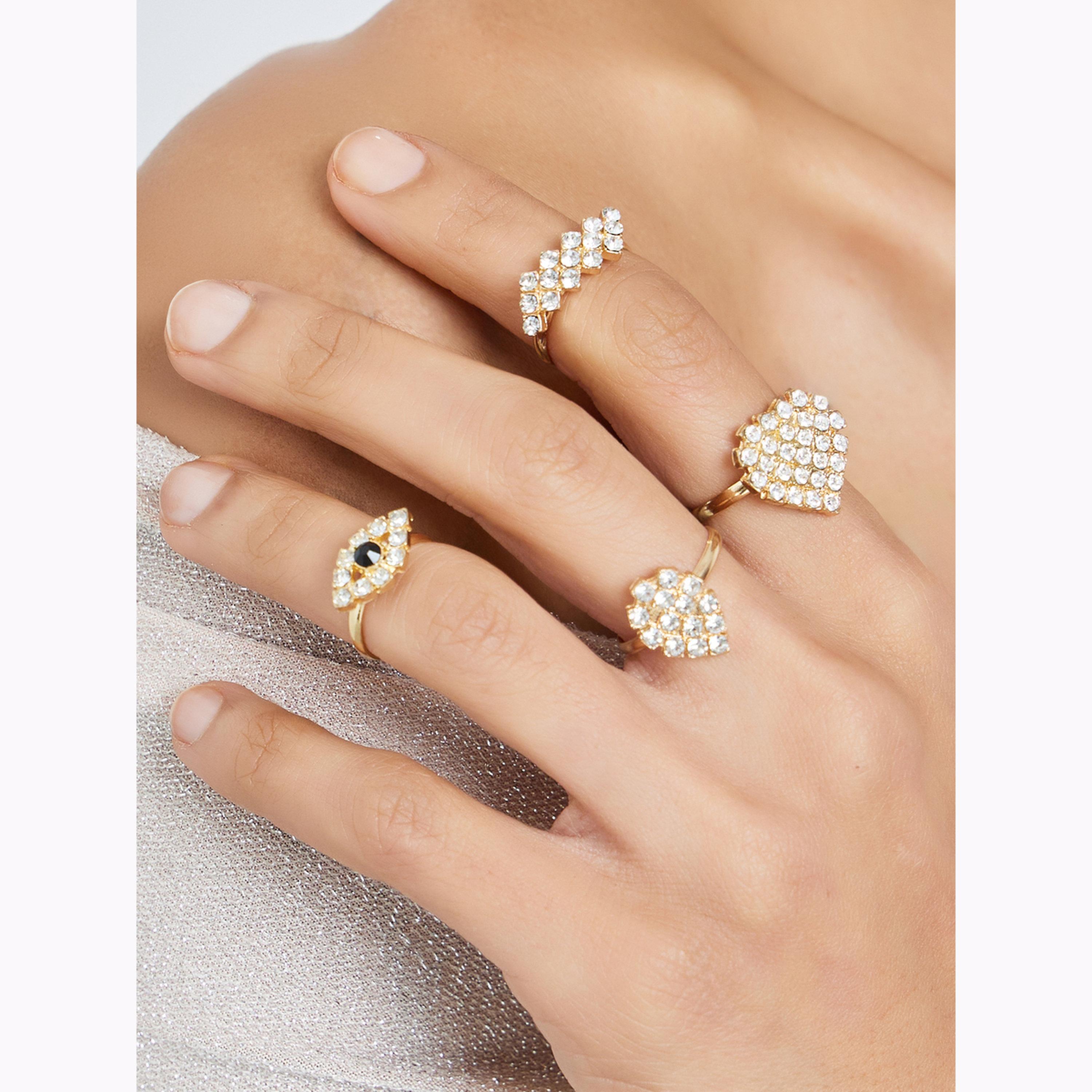عبوة من 4 خواتم مزينة لون ذهبي-women-watchesandjewellery-jewellery-rings-image-2