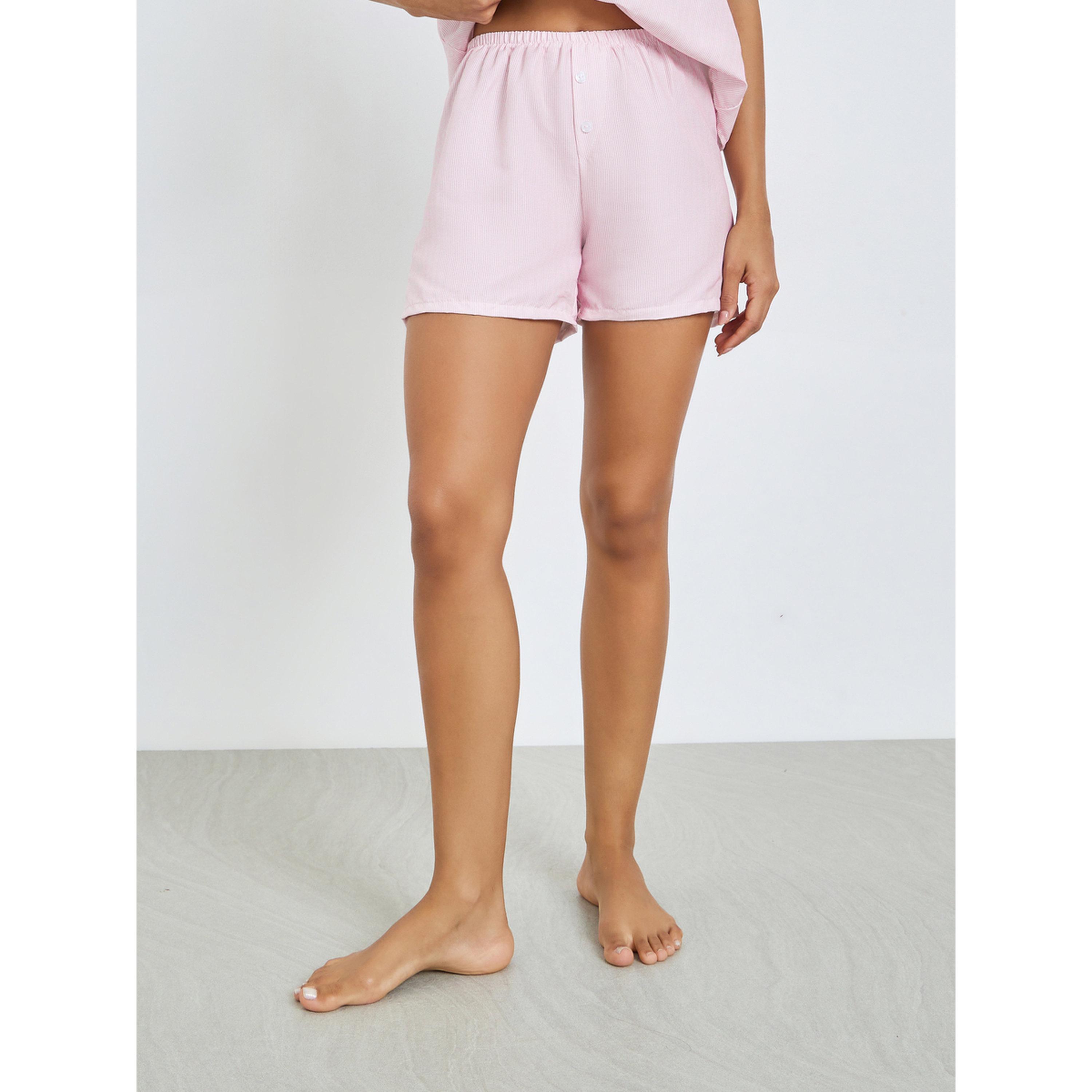 Styli Pink Striped Camo and Shorts Pyjama Set-women-clothing-nightwear-pyjamas-shortsets-image-4