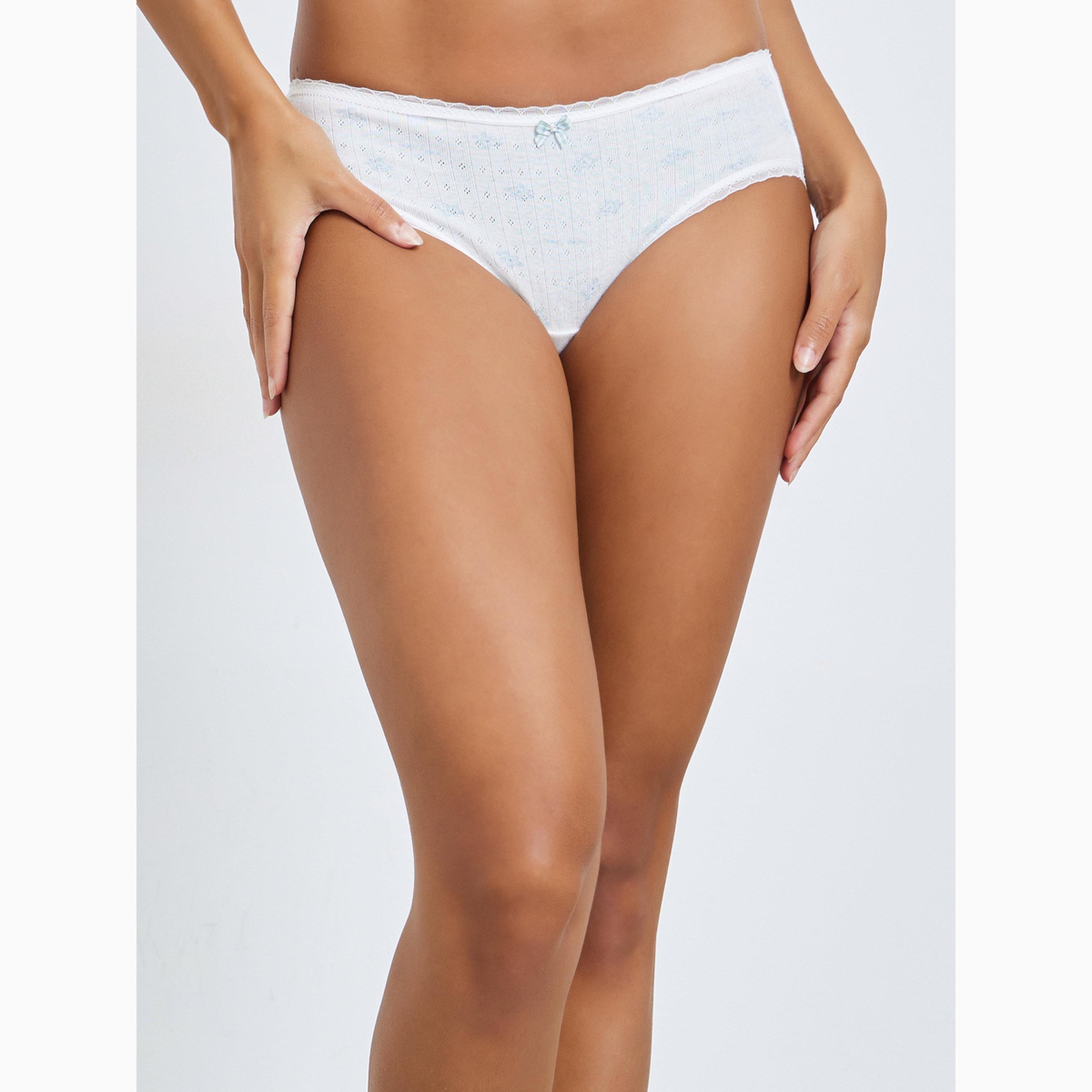 حزمة من 5 كلسون هيبستر مطبع وتفاصيل دانتيل وفيونكة-women-clothing-lingerie-panties-image-3