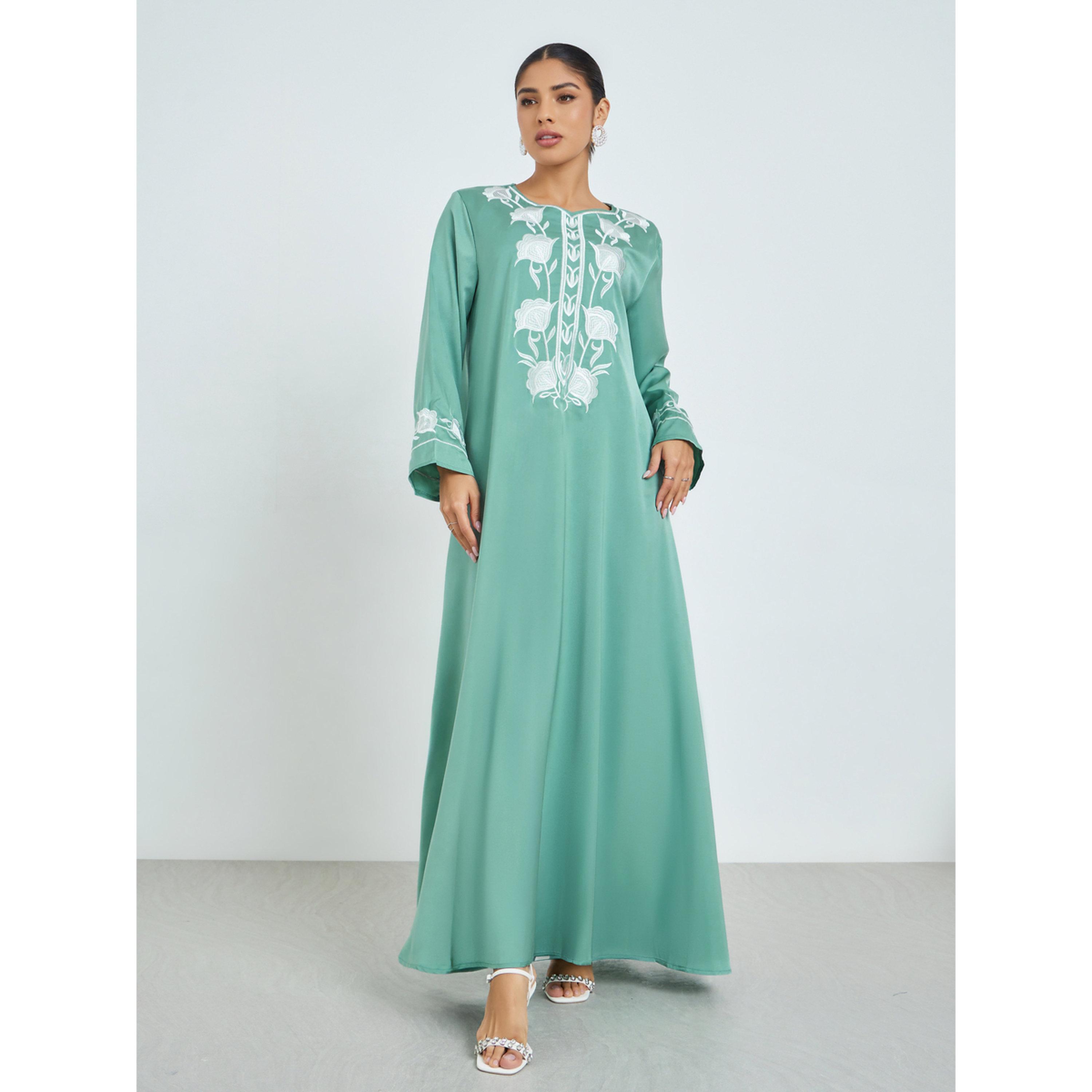 Styli Green Embroidered Jalabiya-women-arabicclothing-jalabiyas-image-1