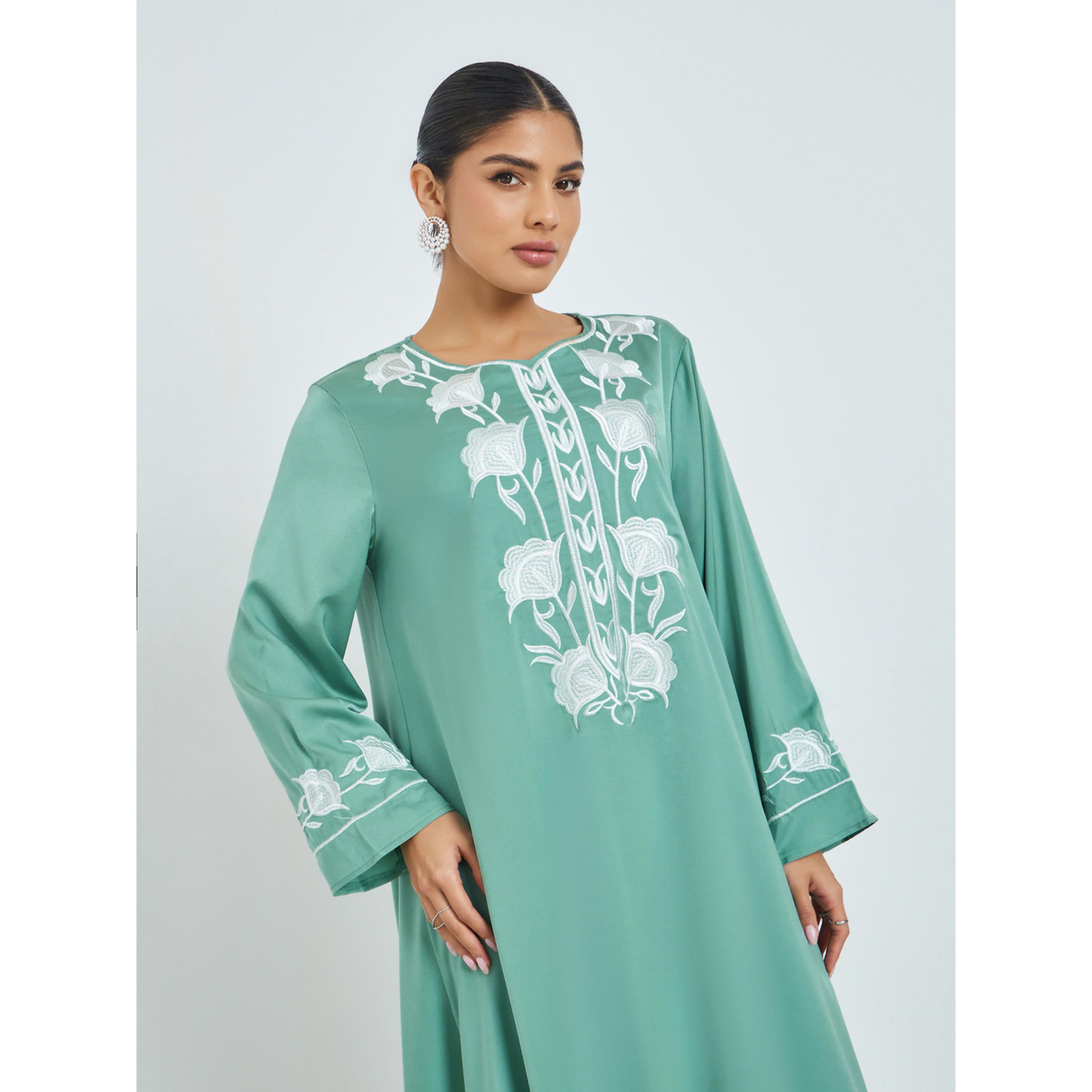 Styli Green Embroidered Jalabiya-women-arabicclothing-jalabiyas-image-2