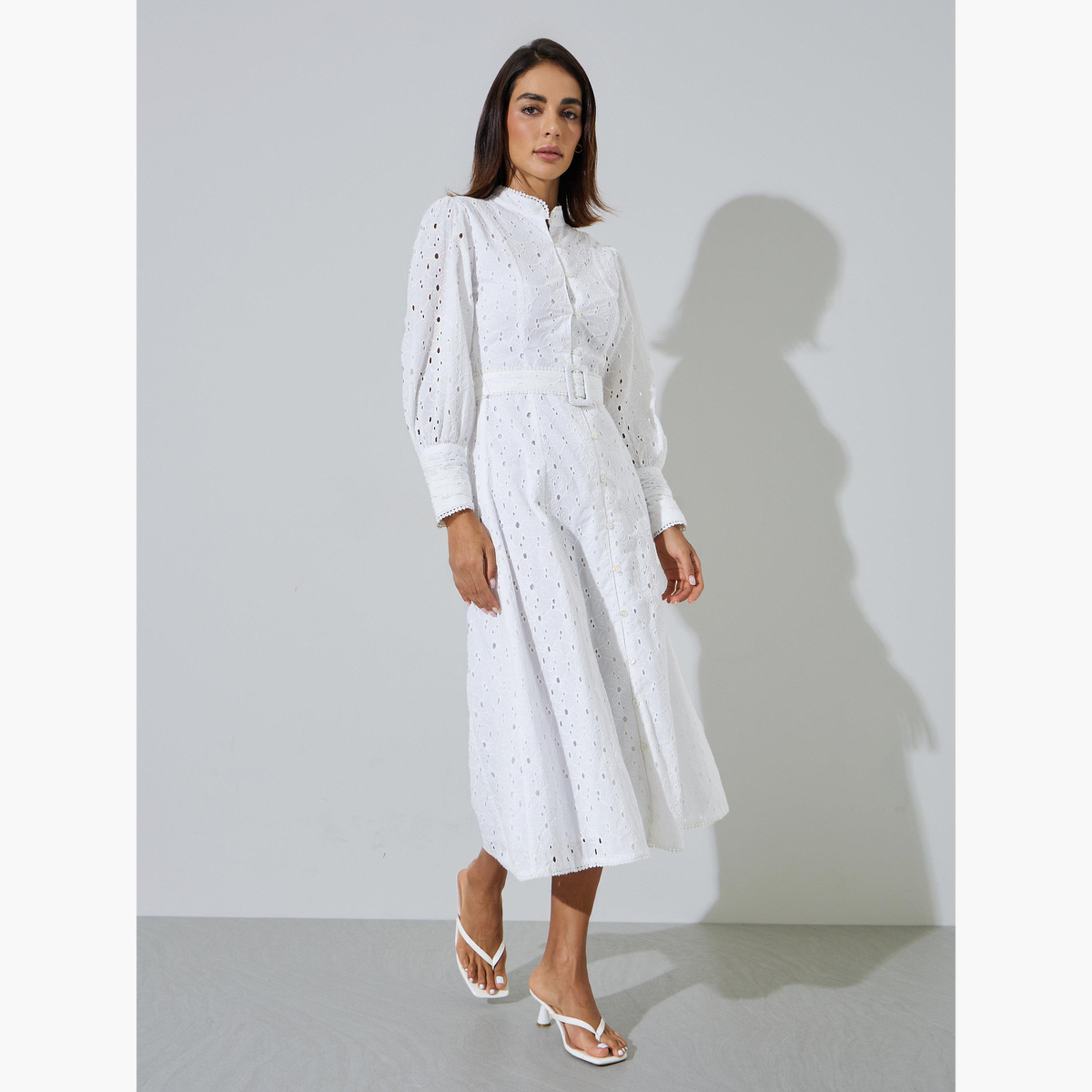 فستان ميدي قطن بحزام وتفاصيل شيلي-women-clothing-dresses-image-2