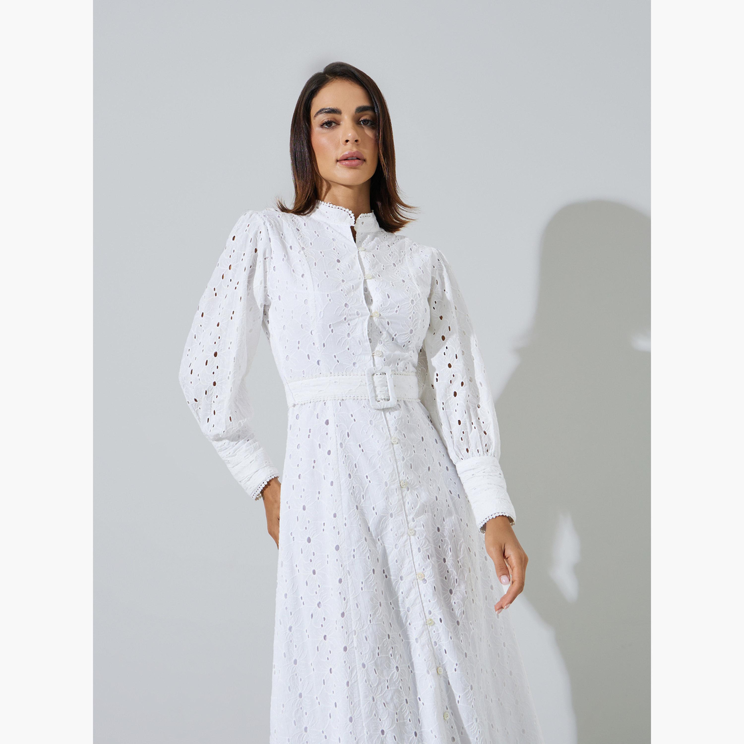 فستان ميدي قطن بحزام وتفاصيل شيلي-women-clothing-dresses-image-3