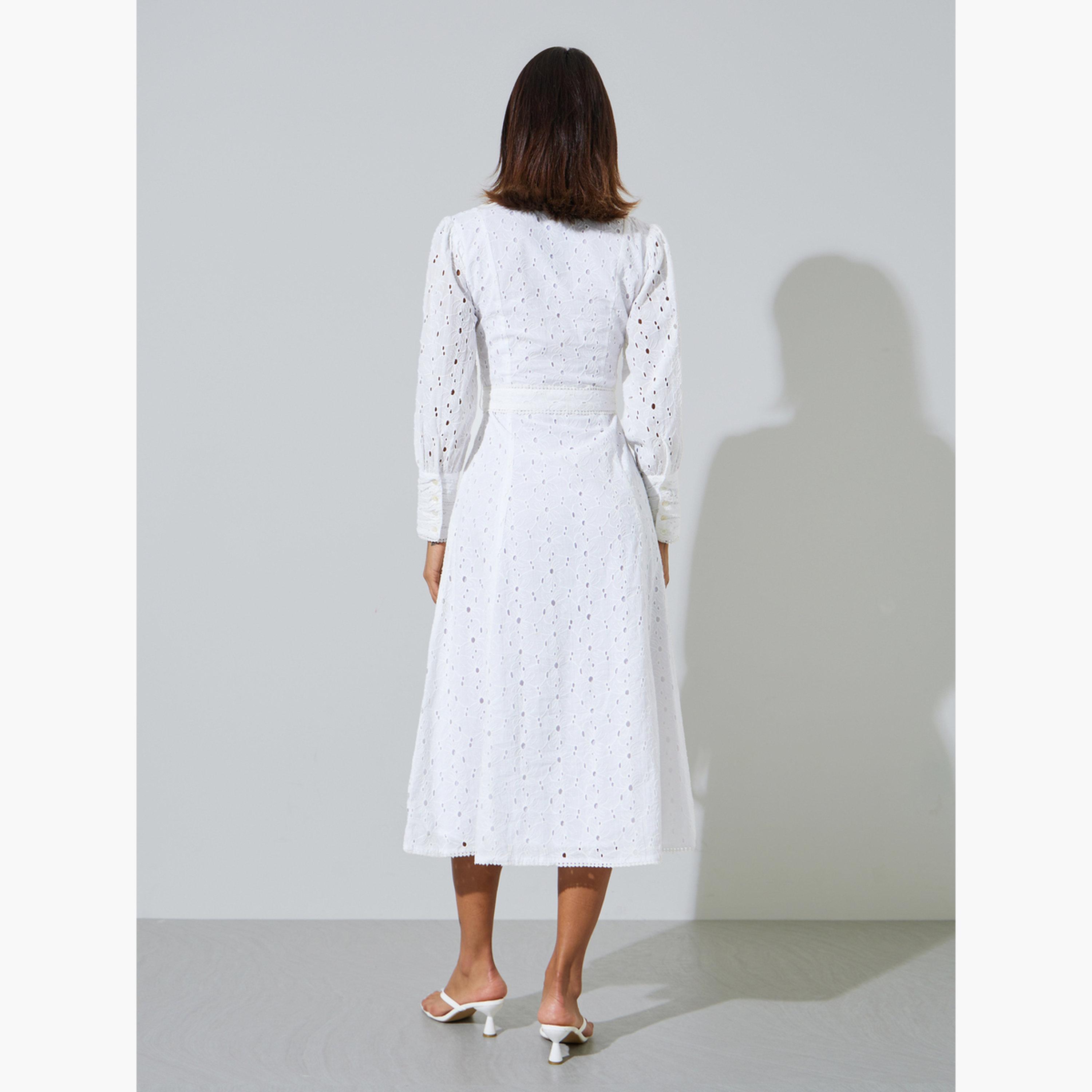فستان ميدي قطن بحزام وتفاصيل شيلي-women-clothing-dresses-image-4