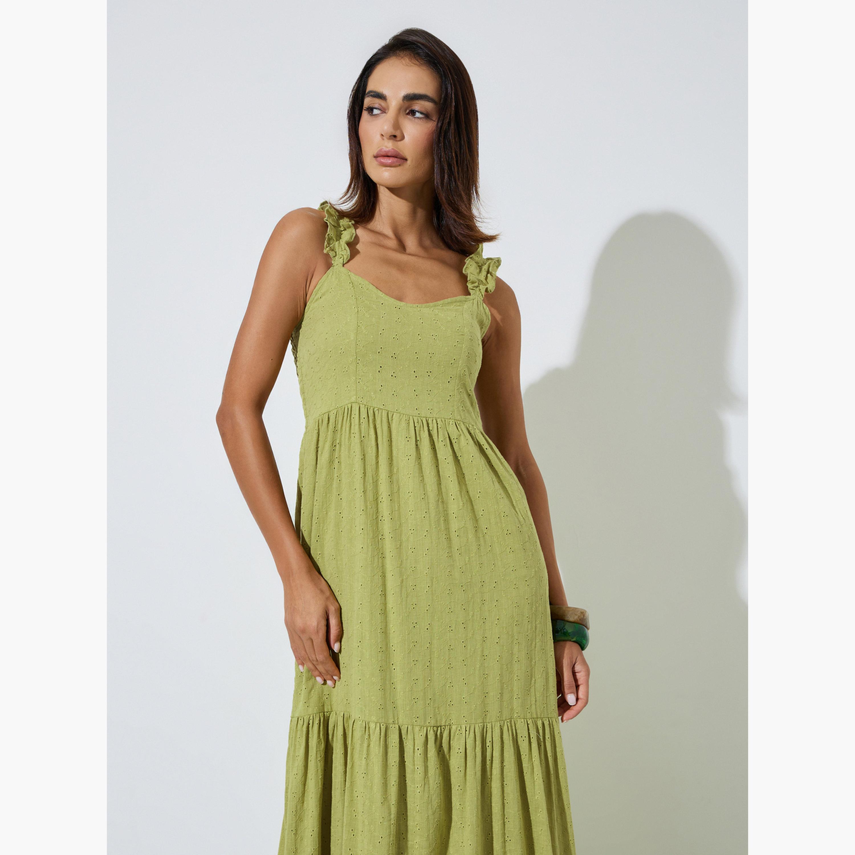 فستان طويل متعدد الطبقات بأشرطة كشكش وتفاصيل شيلي-women-clothing-dresses-image-2