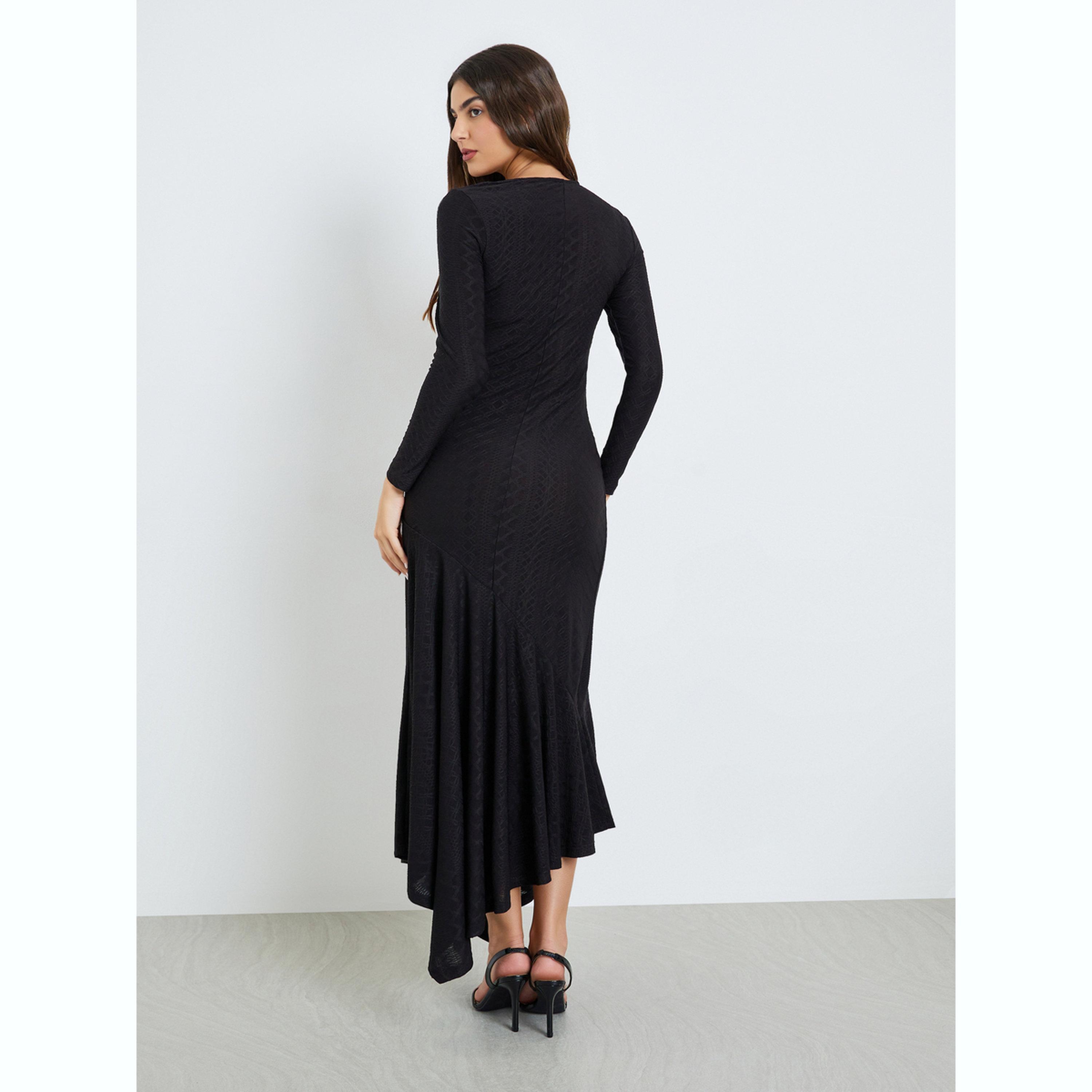 Styli Black Asymmetric Hem Maxi Dress-women-clothing-dresses-image-4