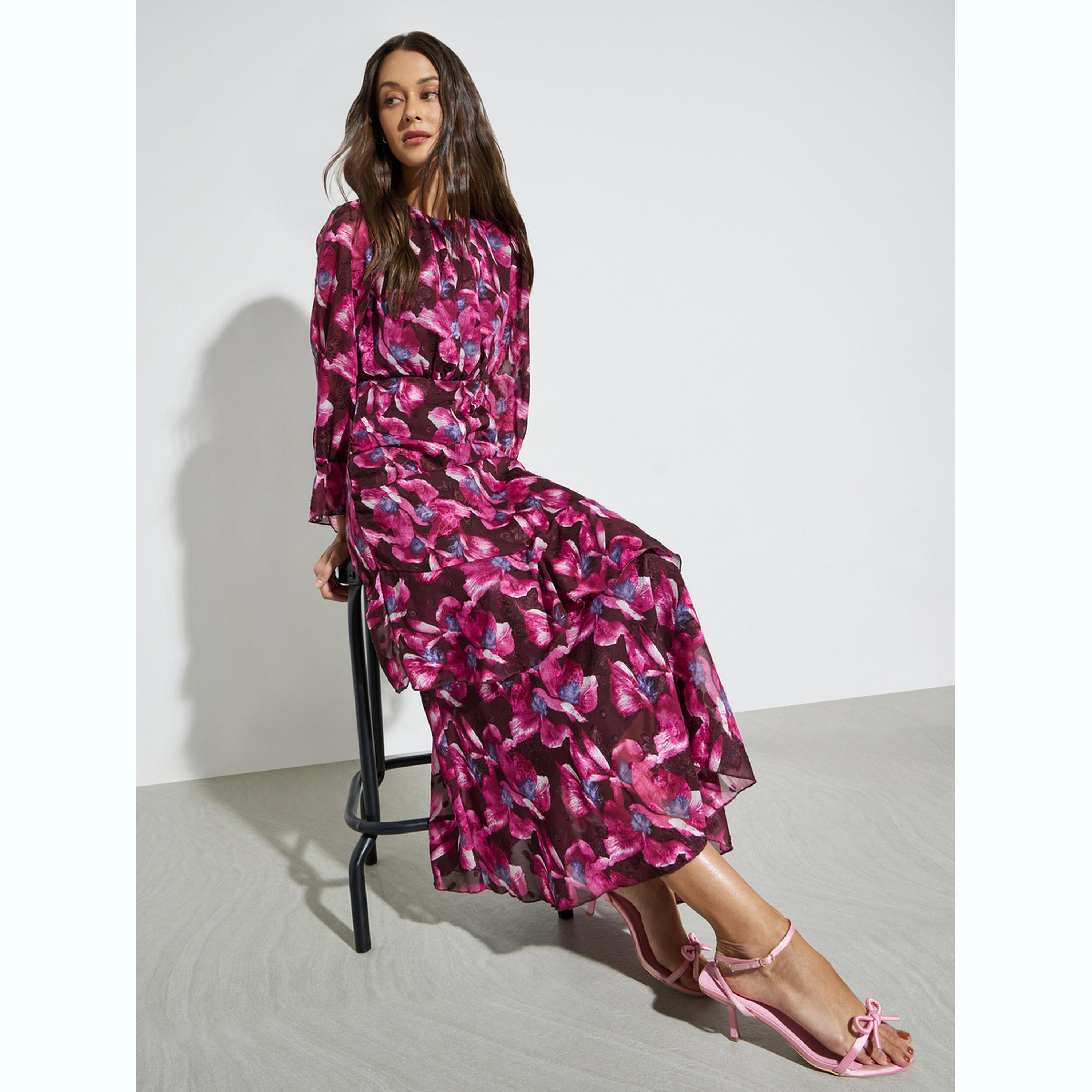 Styli Magenta Floral Print Long Sleeves Maxi Dress-women-clothing-dresses-image-2