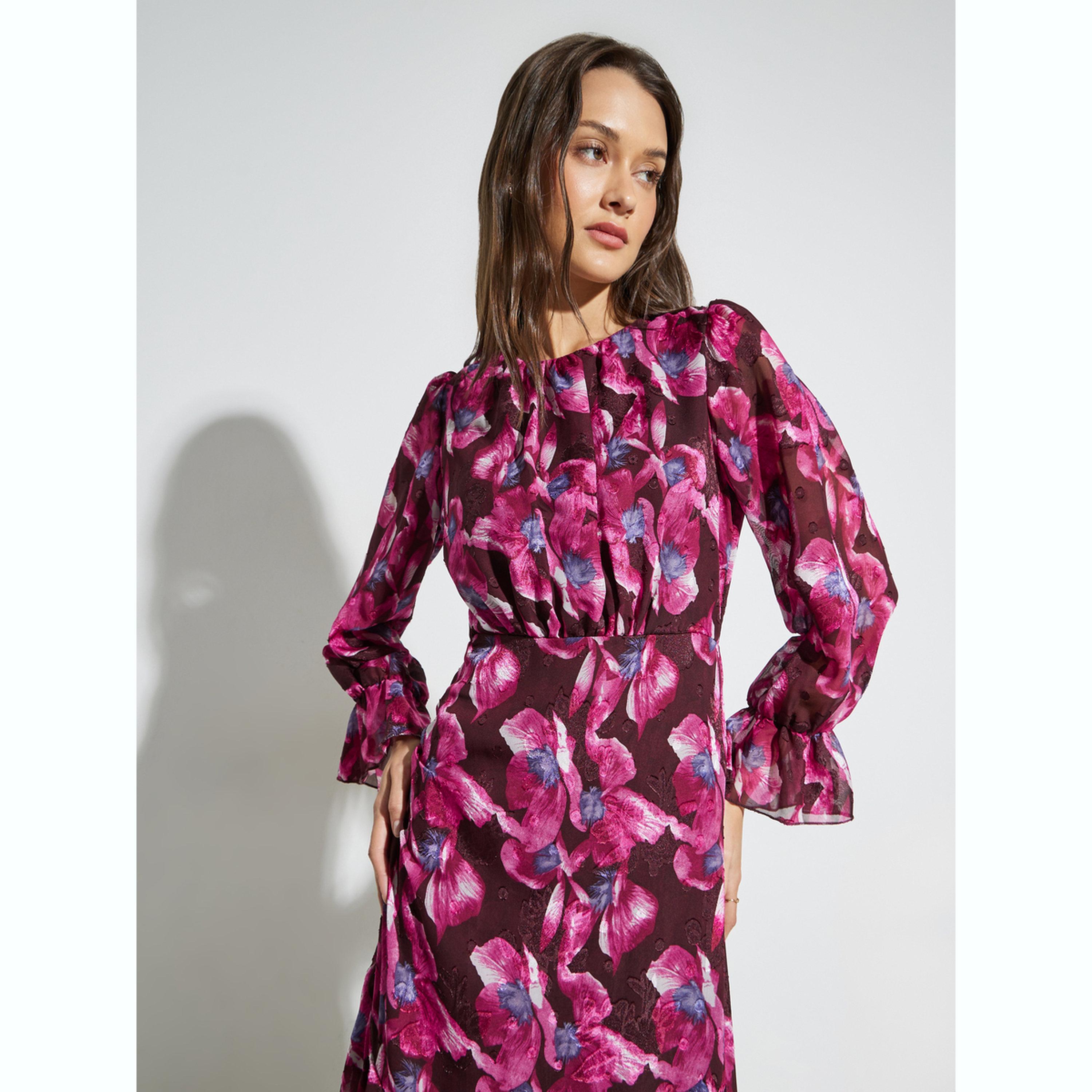 Styli Magenta Floral Print Long Sleeves Maxi Dress-women-clothing-dresses-image-3