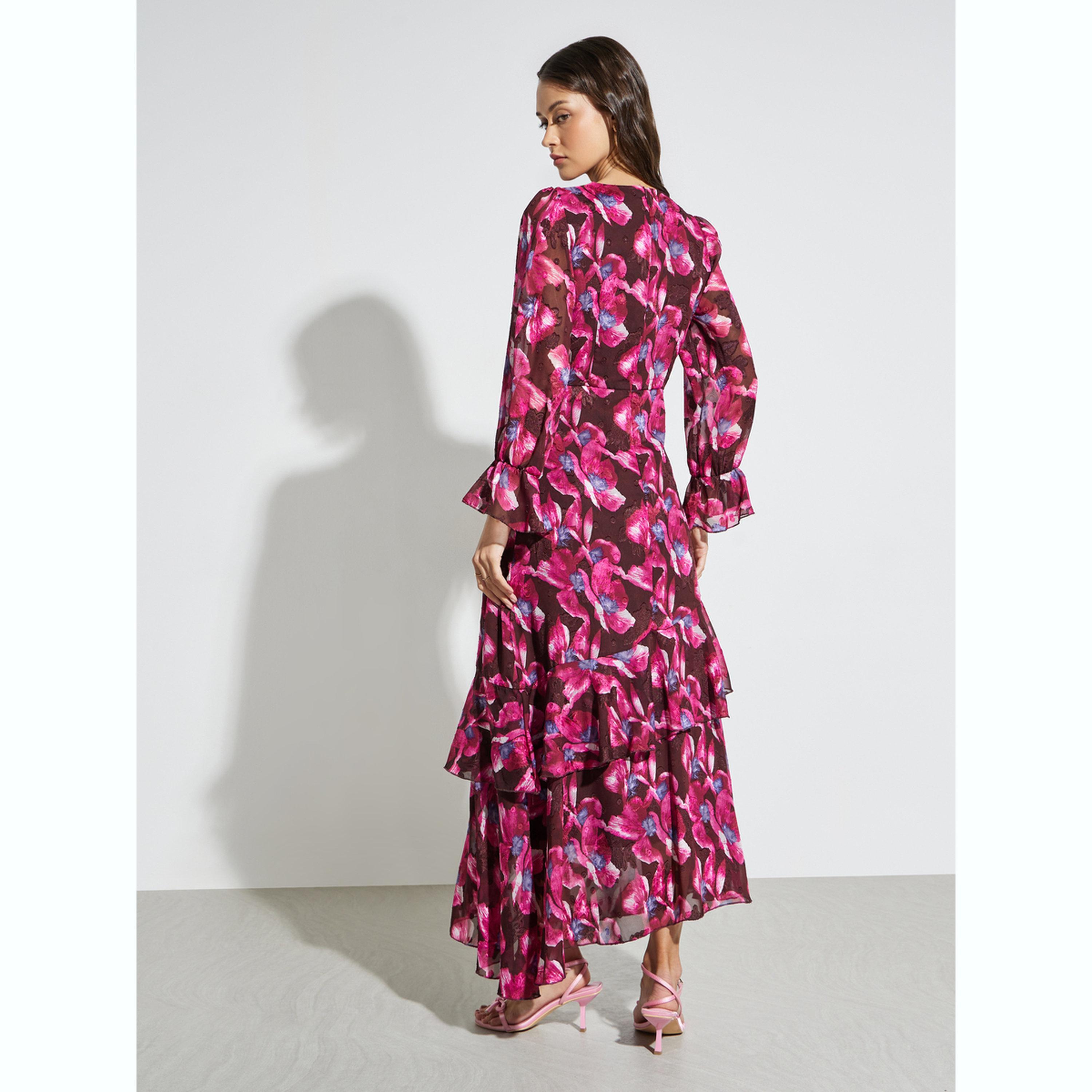 Styli Magenta Floral Print Long Sleeves Maxi Dress-women-clothing-dresses-image-4