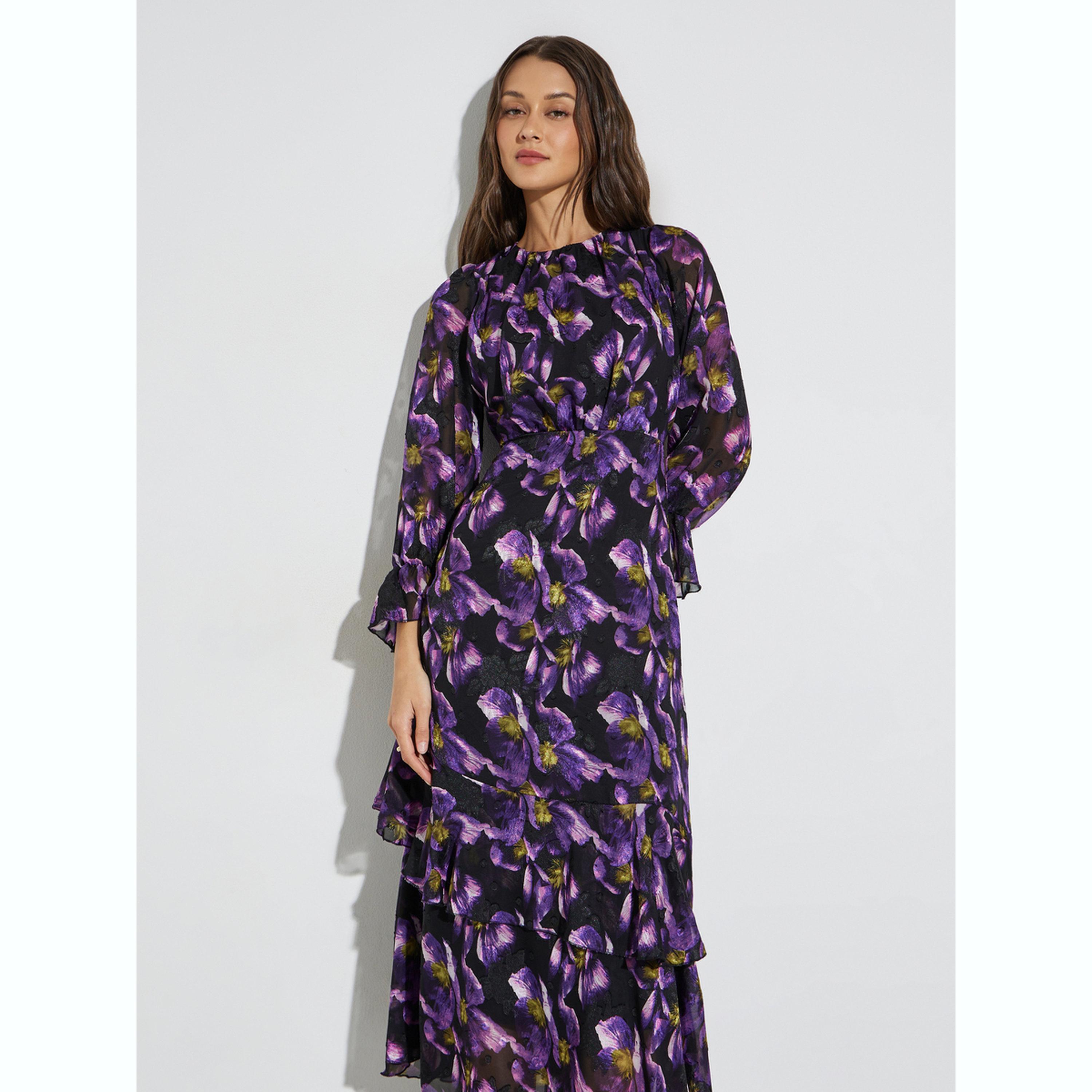 فستان طويل بأكمام طويلة ونقشة زهور أرجواني-women-clothing-dresses-image-2