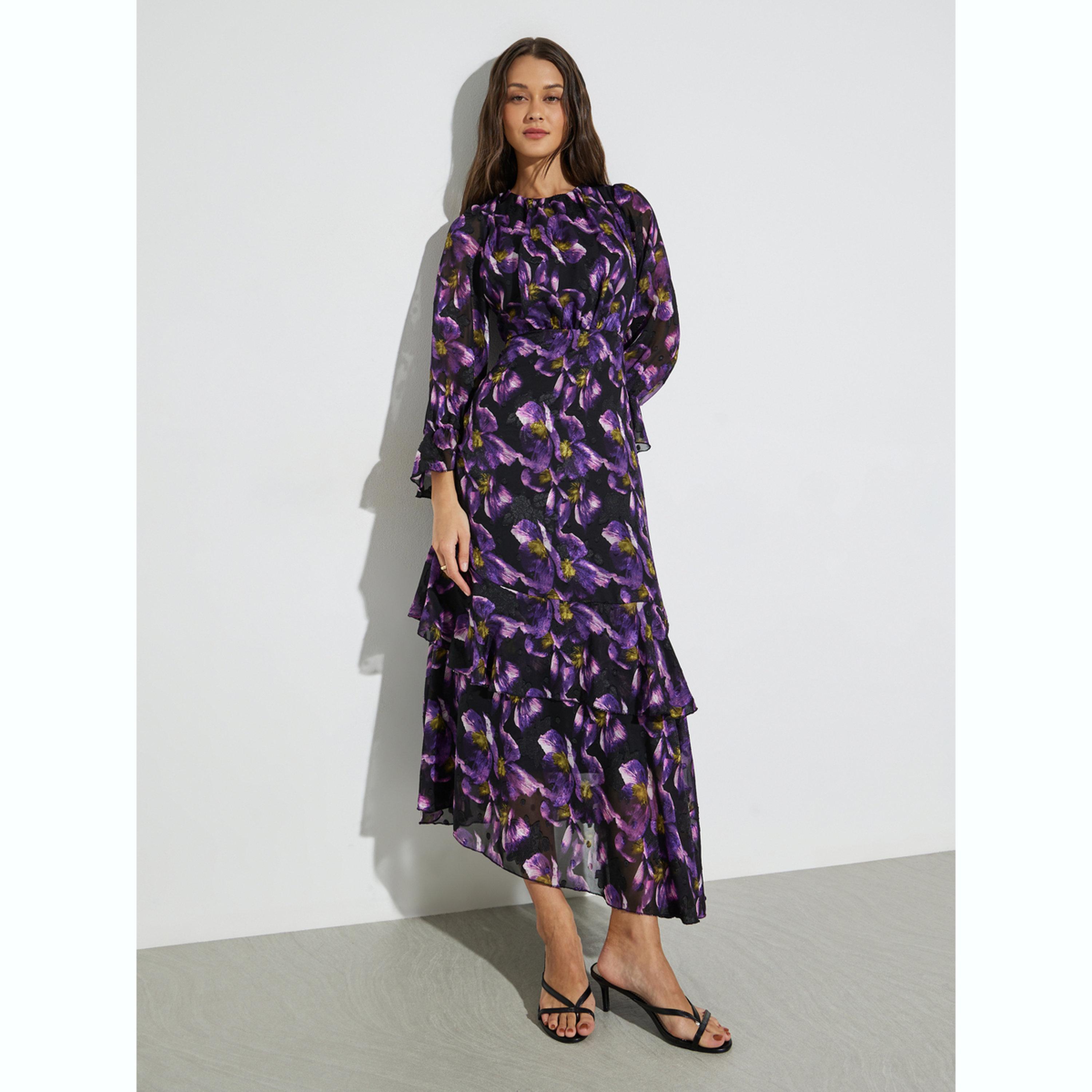 فستان طويل بأكمام طويلة ونقشة زهور أرجواني-women-clothing-dresses-image-3