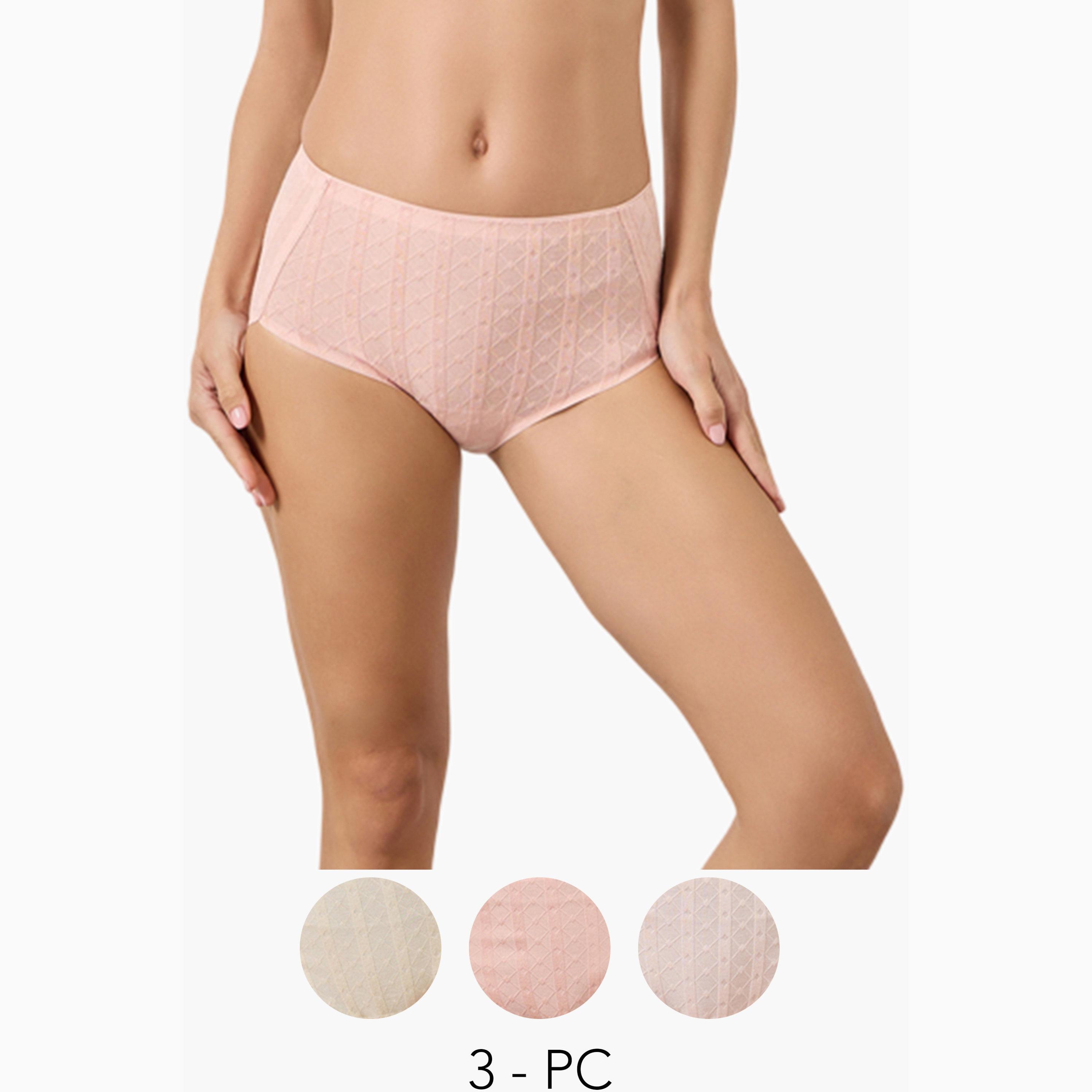 Styli Pack fo 3 - Jacquard Full Briefs With Cut and Sew Detail-women-clothing-lingerie-panties-image-1