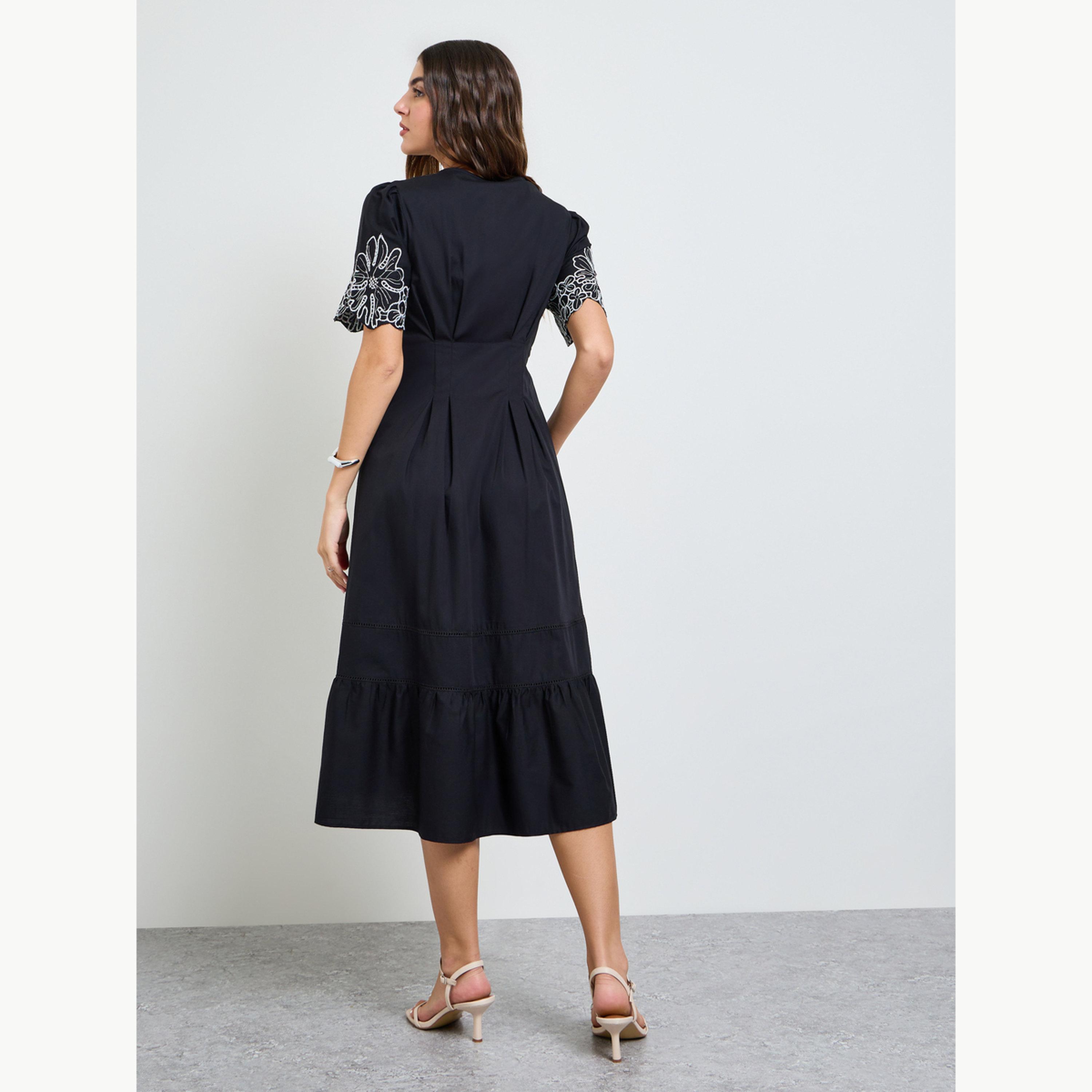 فستان ميدي بحافة واسعة وبتطريز مُتباين-women-clothing-dresses-image-4