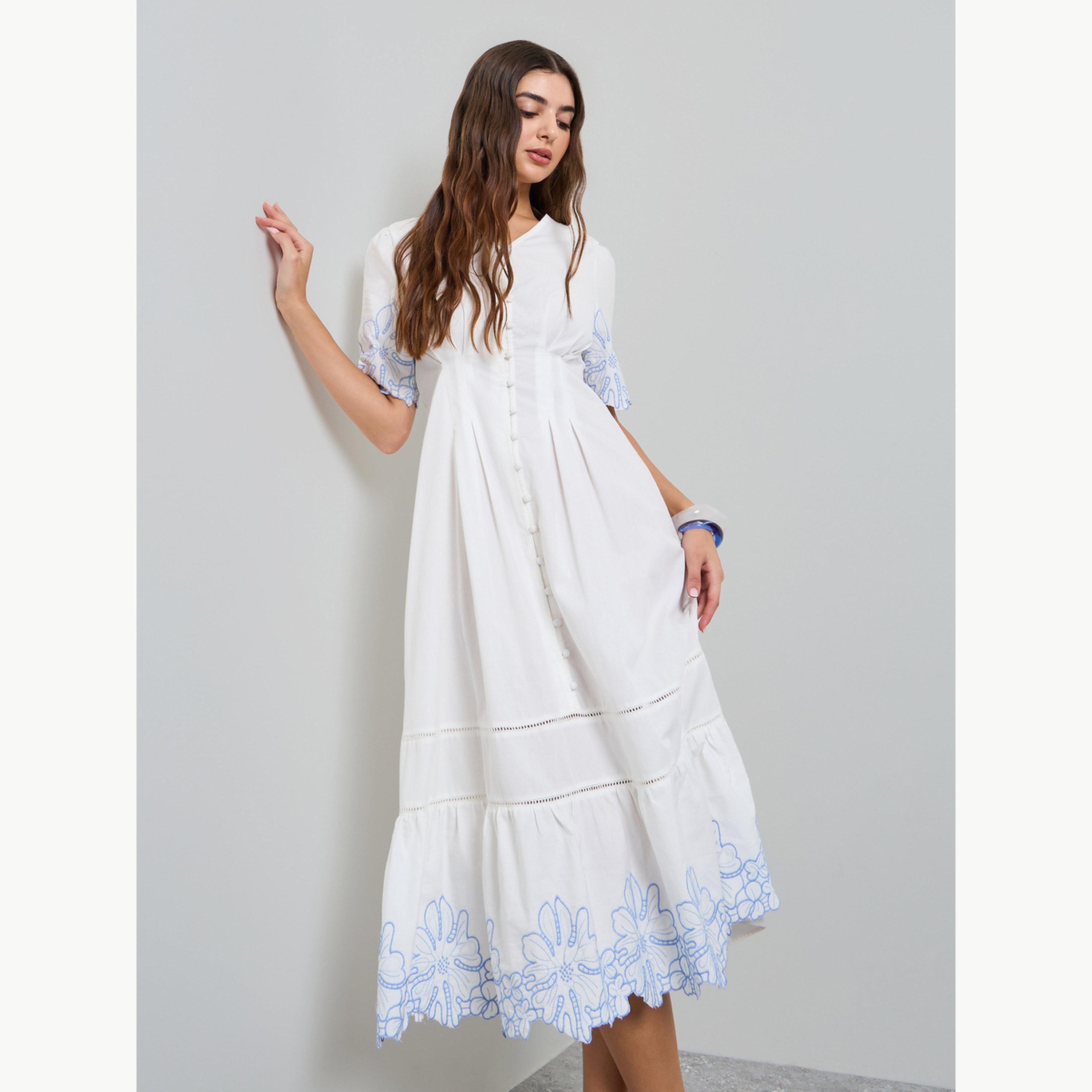 فستان ميدي بحافة واسعة وبتطريز مُتباين-women-clothing-dresses-image-1