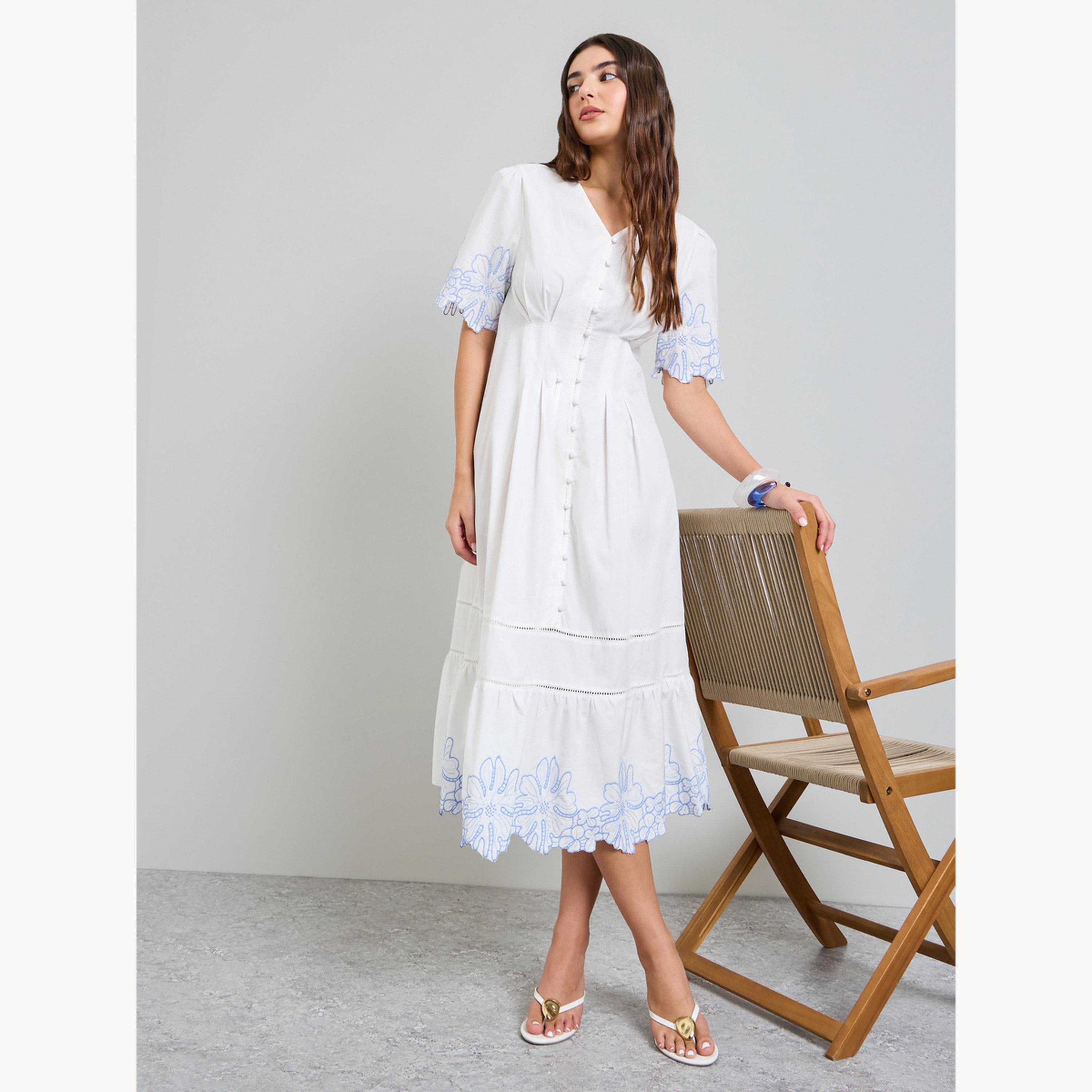 فستان ميدي بحافة واسعة وبتطريز مُتباين-women-clothing-dresses-image-2