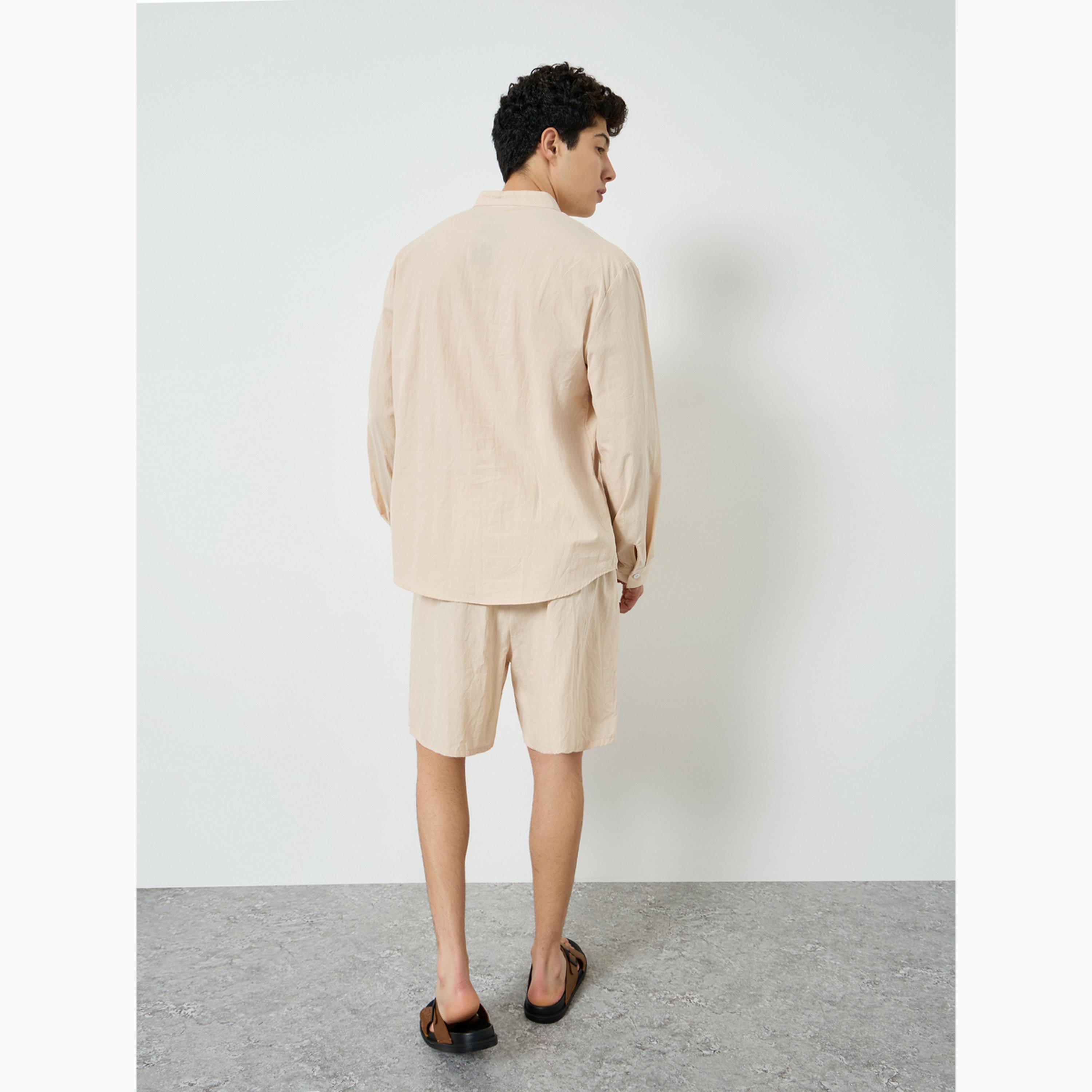 Styli Men Cream Linen Shirt and Shorts Co-Ords-men-clothing-coordsets-image-3