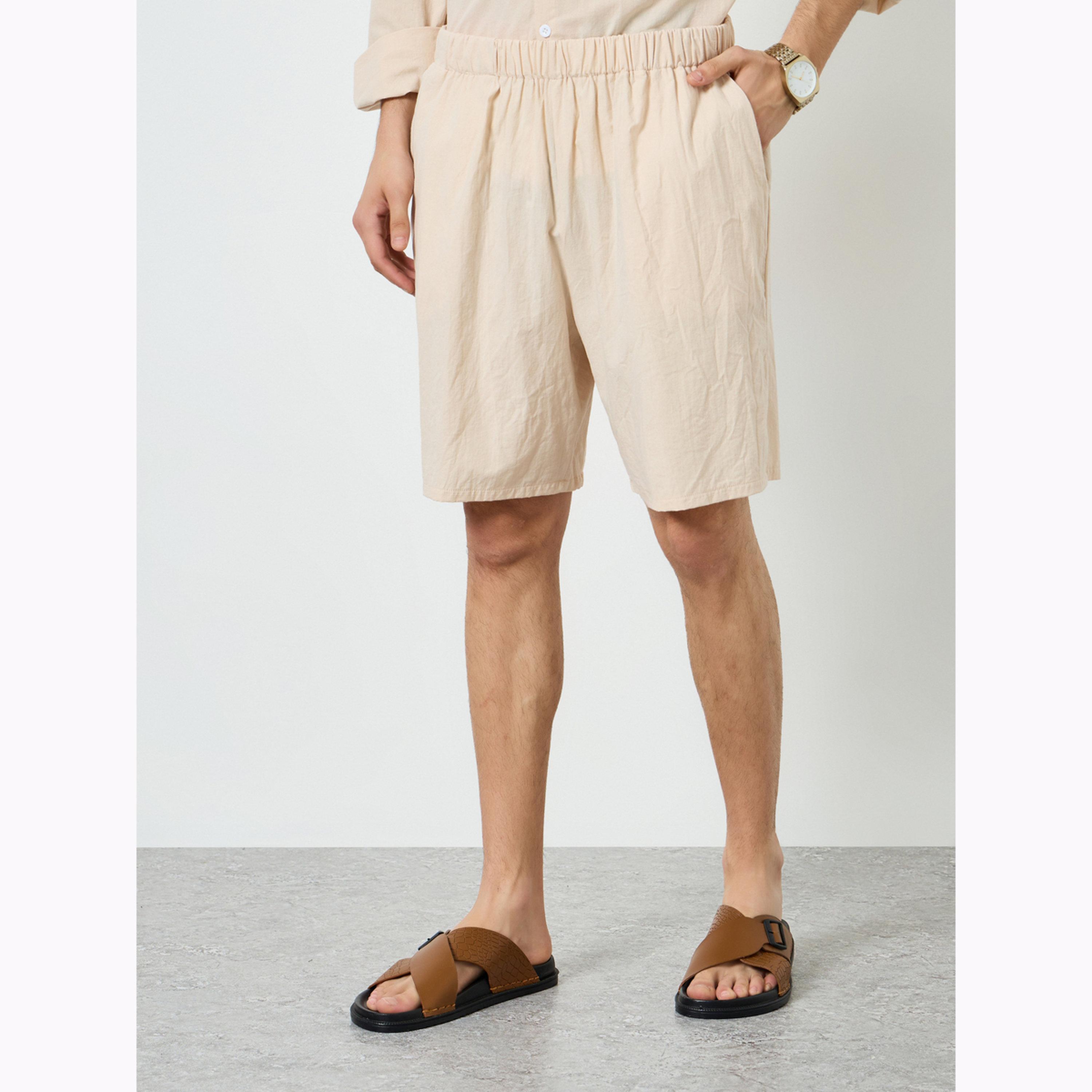 Styli Men Cream Linen Shirt and Shorts Co-Ords-men-clothing-coordsets-image-5
