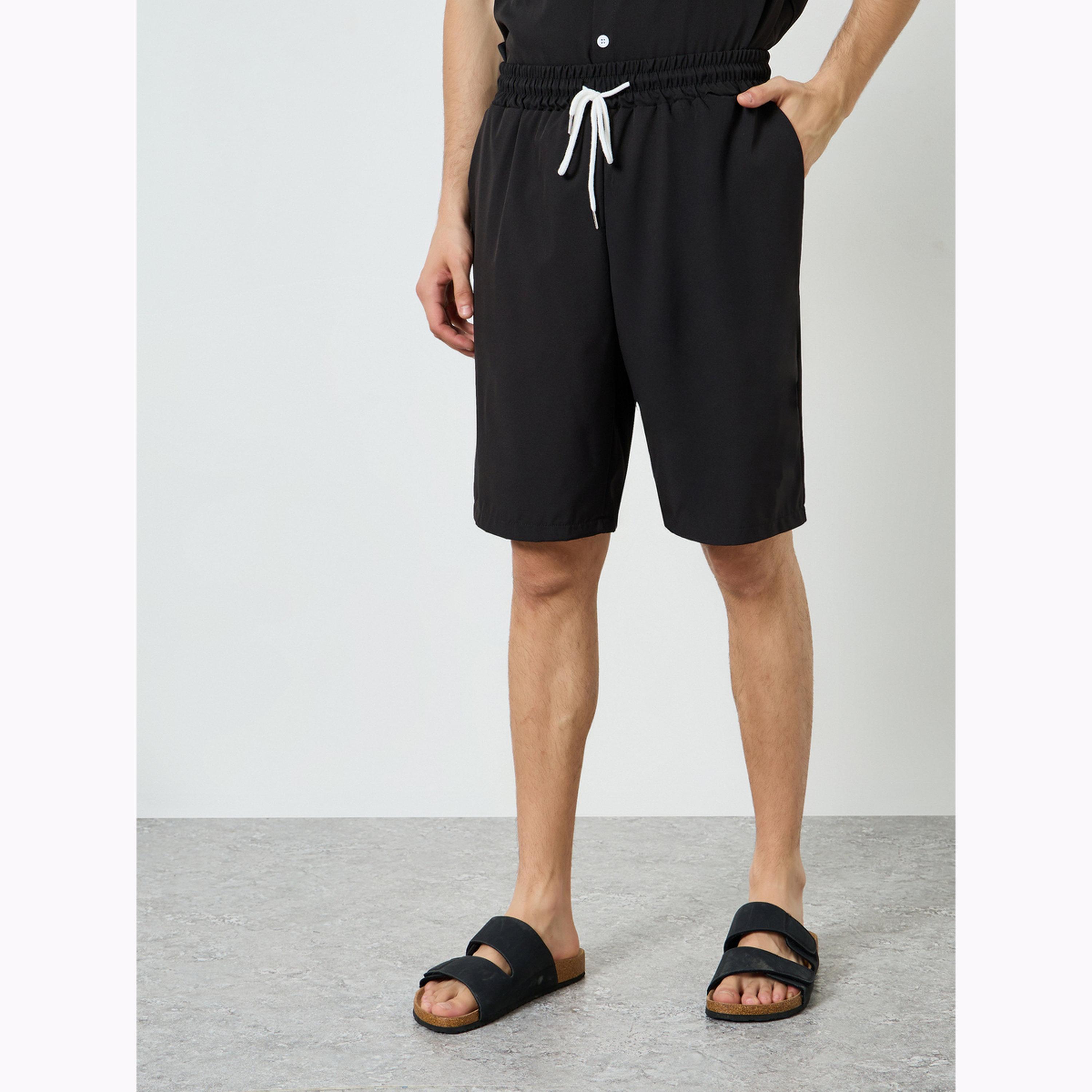 Styli Men Black Shirt and Shorts Co-Ords-men-clothing-coordsets-image-4