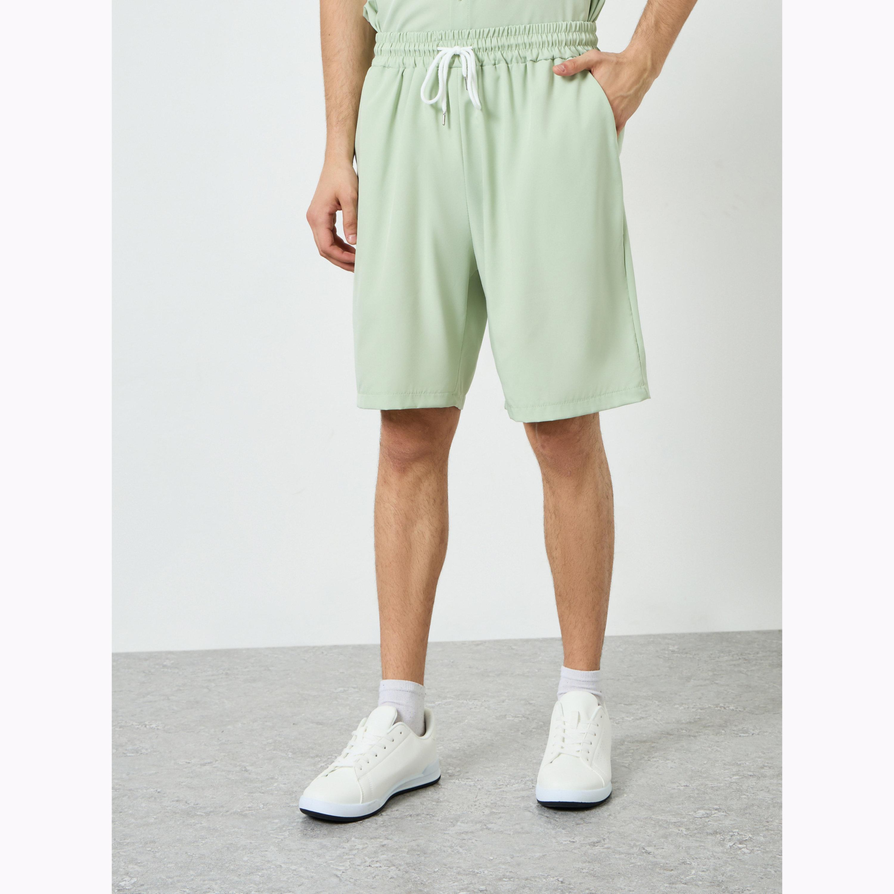 Styli Men Light Green Shirt and Shorts Co-Ords-men-clothing-coordsets-image-4