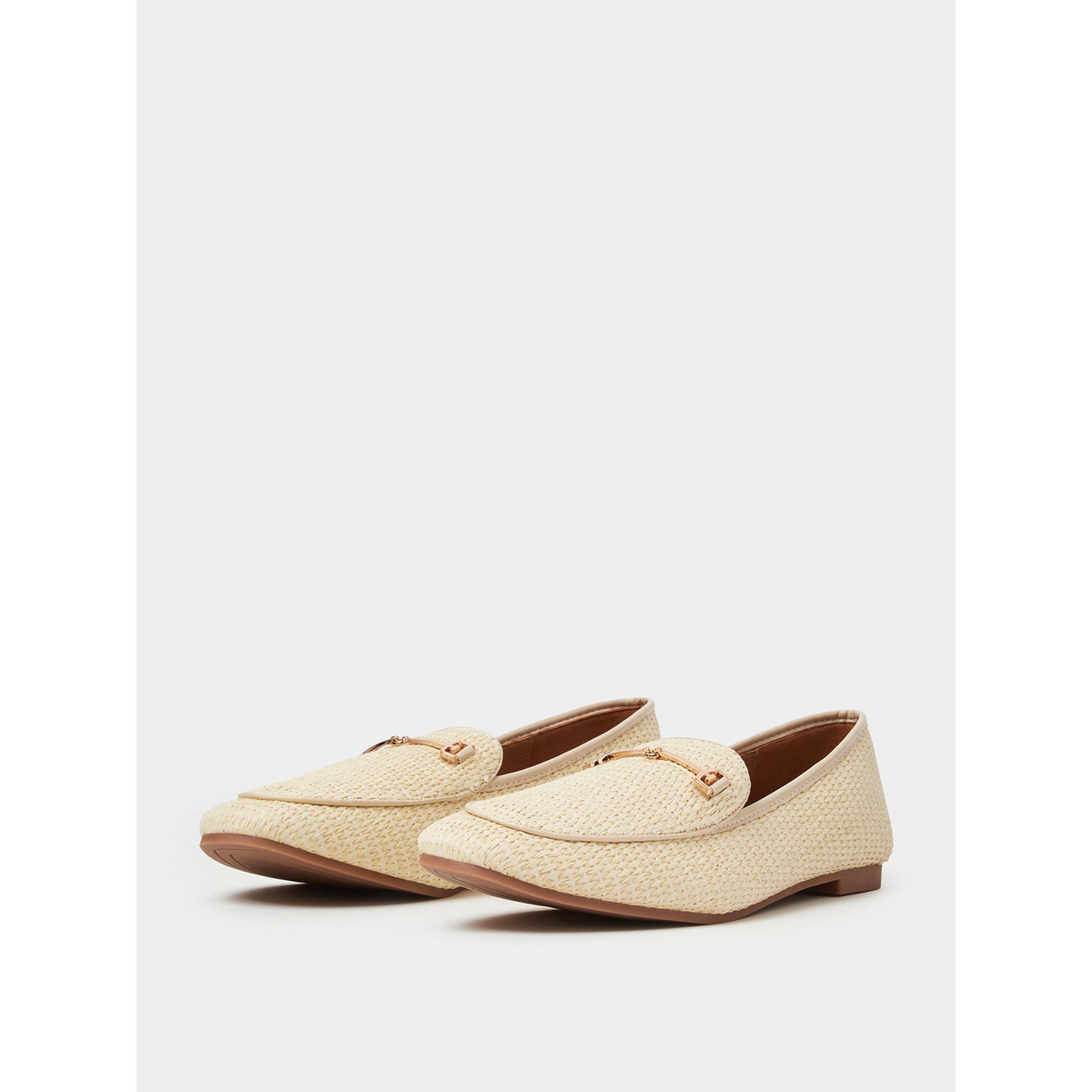 Styli Beige Raffia Woven Flat Loafers-women-shoes-flats-loafers-image-1