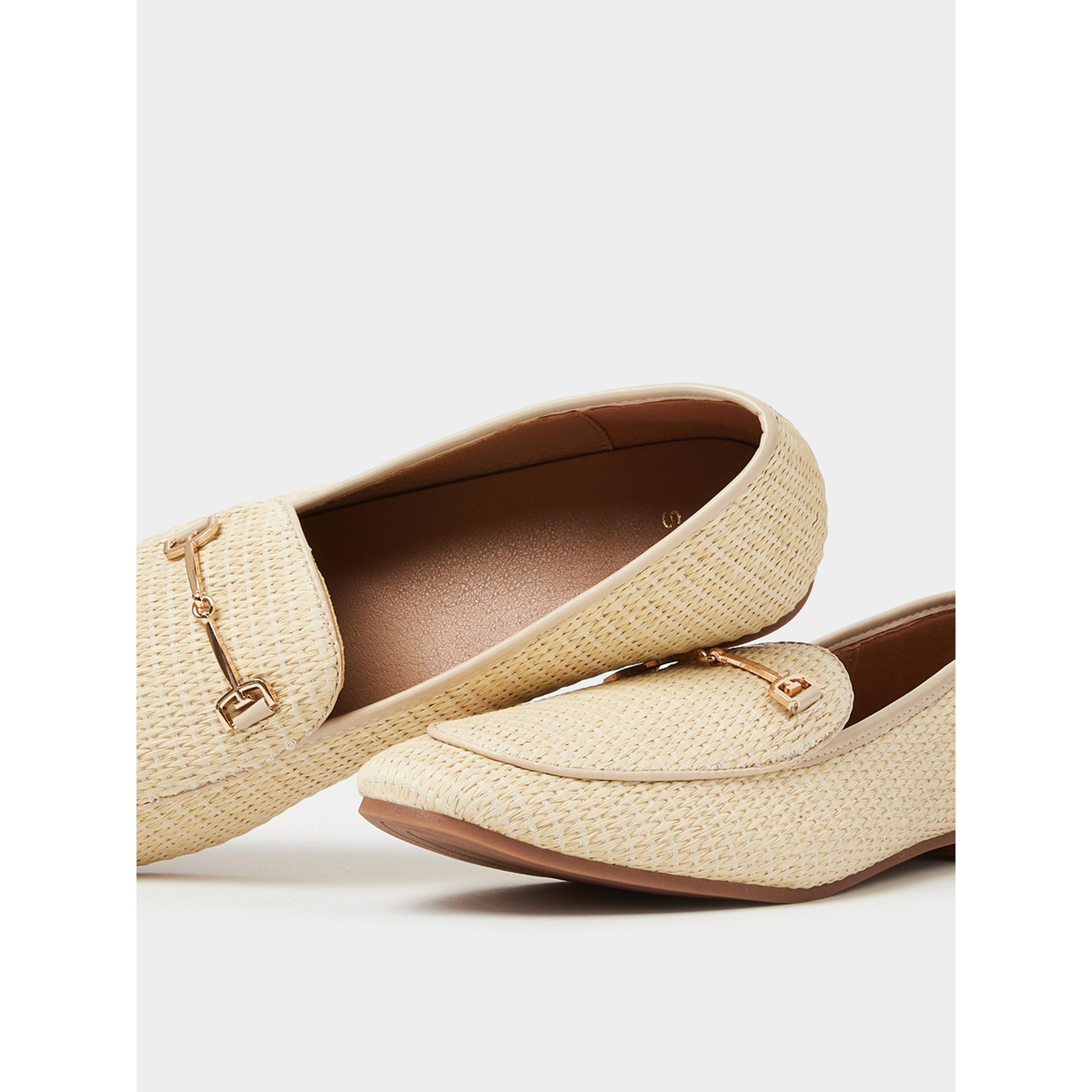 Styli Beige Raffia Woven Flat Loafers-women-shoes-flats-loafers-image-4