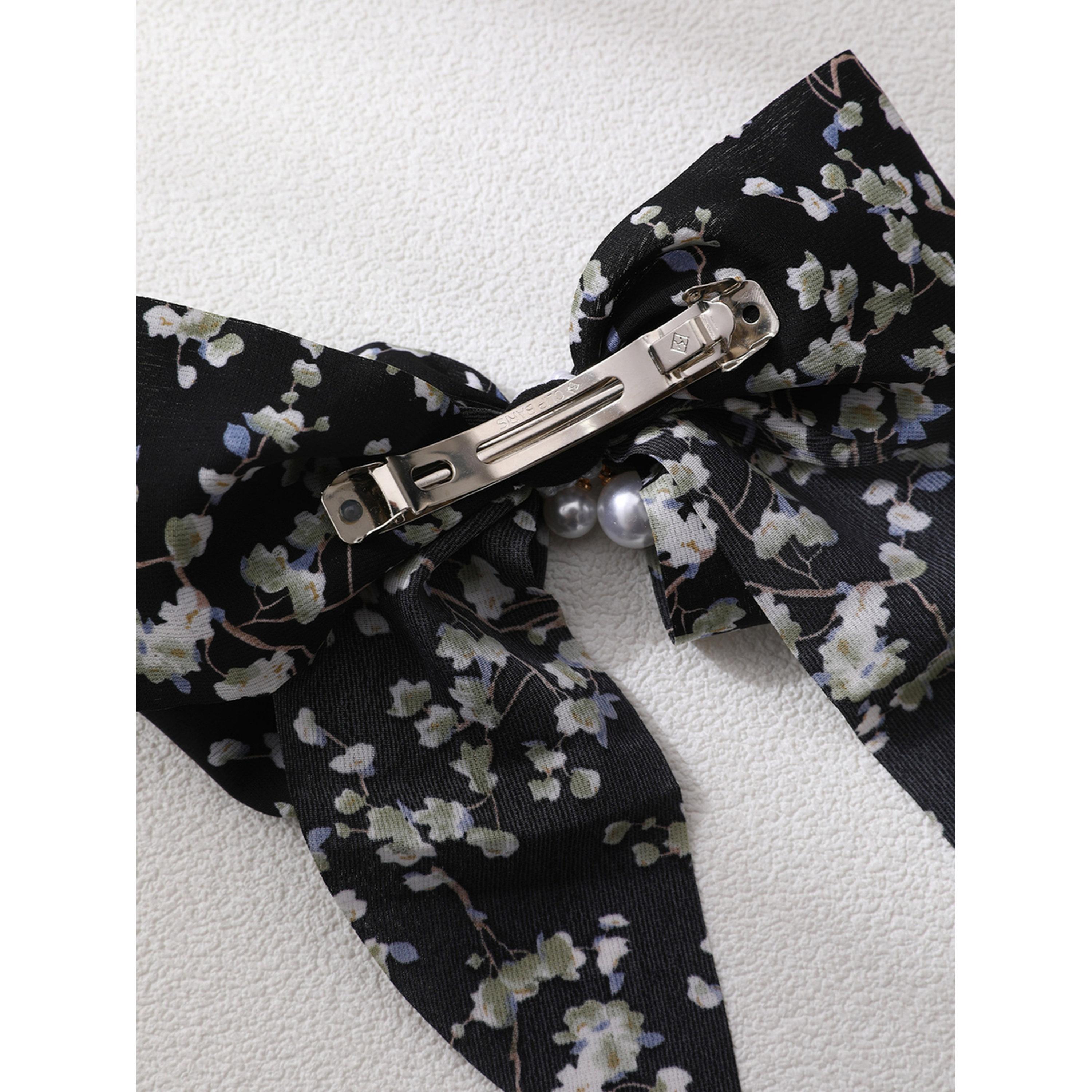 مشبك شعر بفيونكة ونقشة زهور-women-hairaccessories-clips-image-4