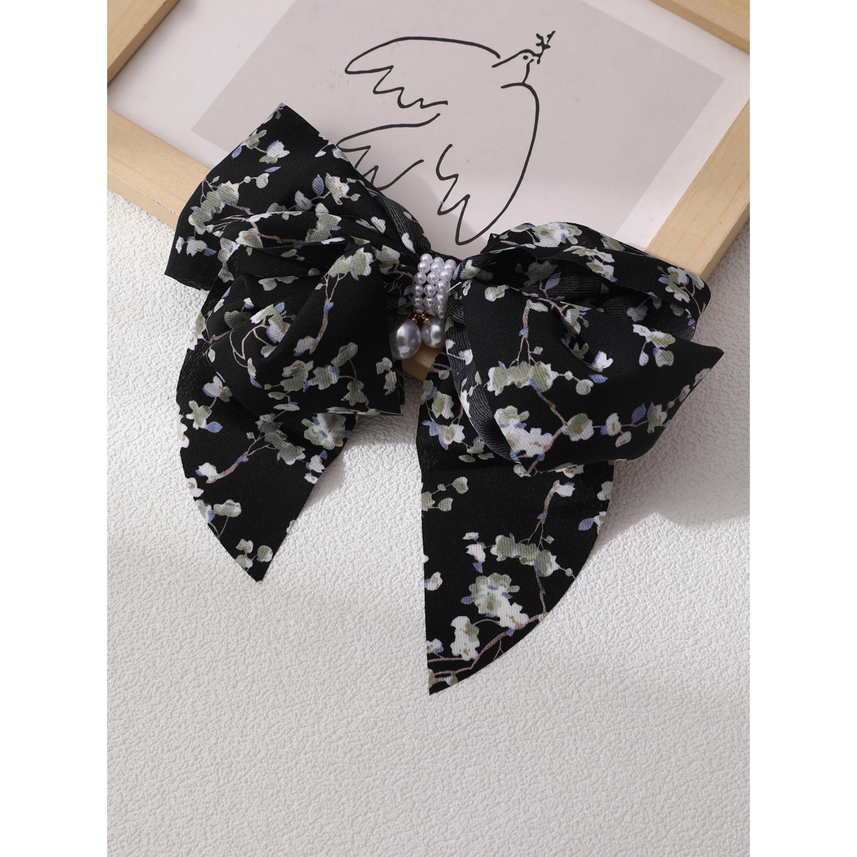 مشبك شعر بفيونكة ونقشة زهور-women-hairaccessories-clips-image-5