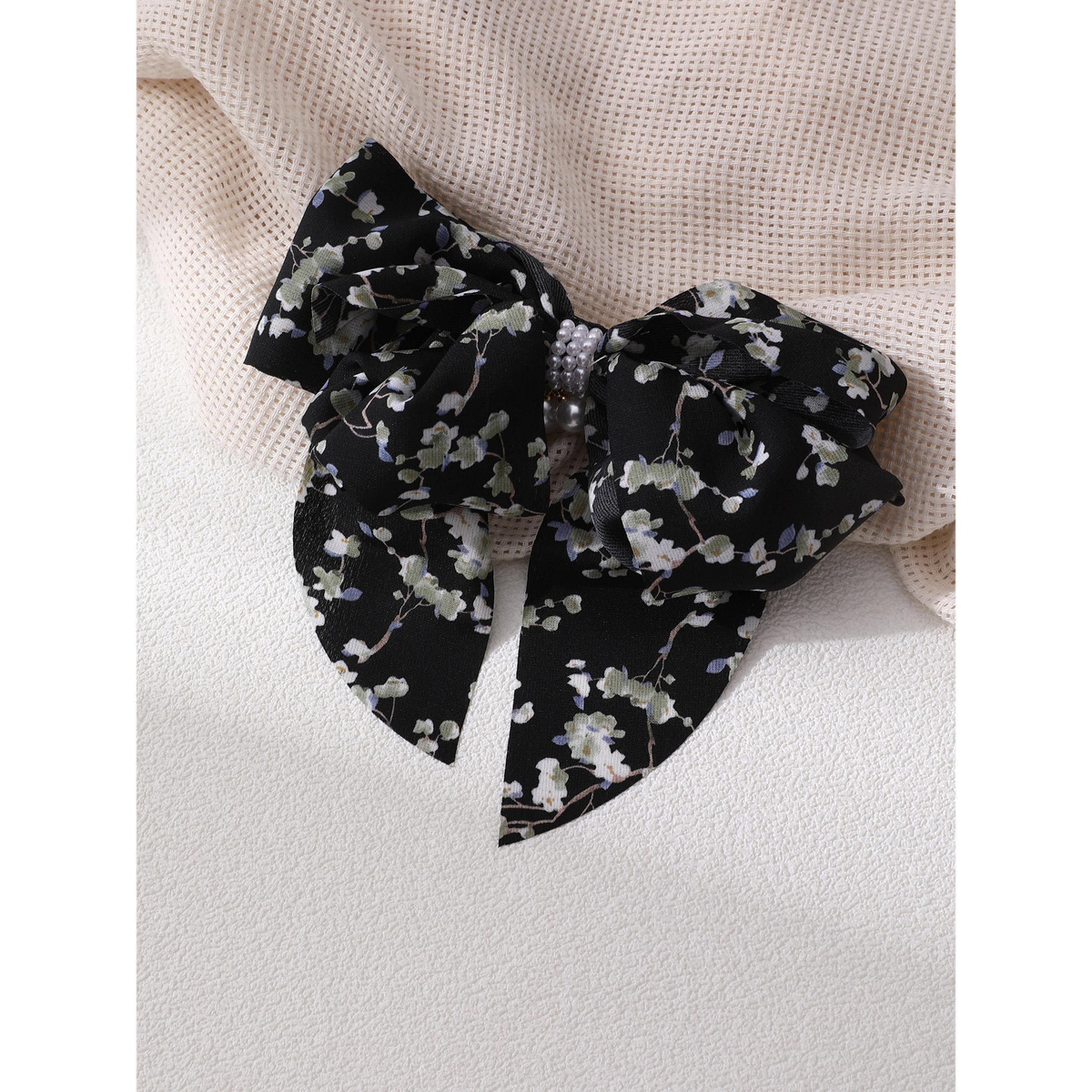 مشبك شعر بفيونكة ونقشة زهور-women-hairaccessories-clips-image-6