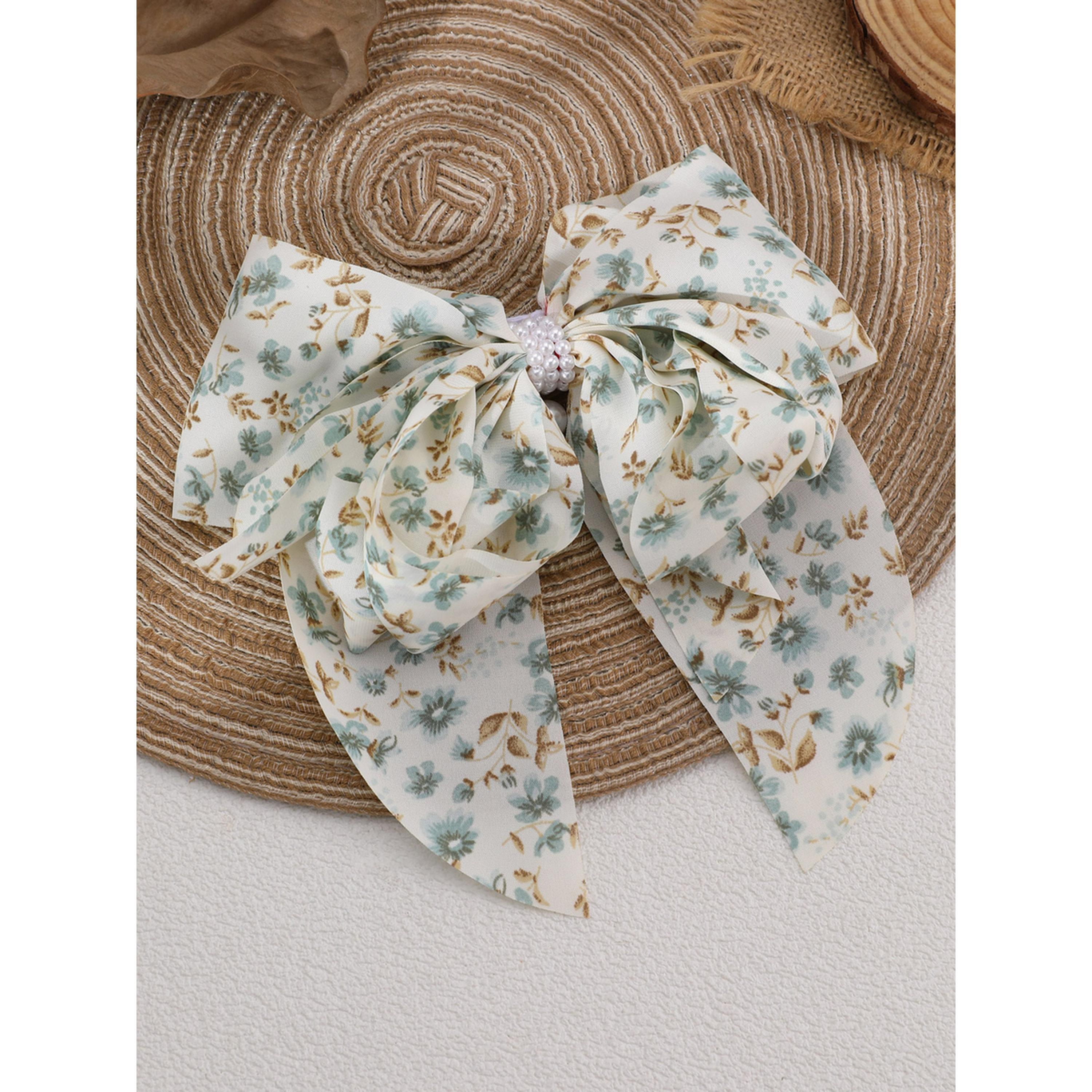 مشبك شعر بفيونكة ونقشة زهور-women-hairaccessories-clips-image-5