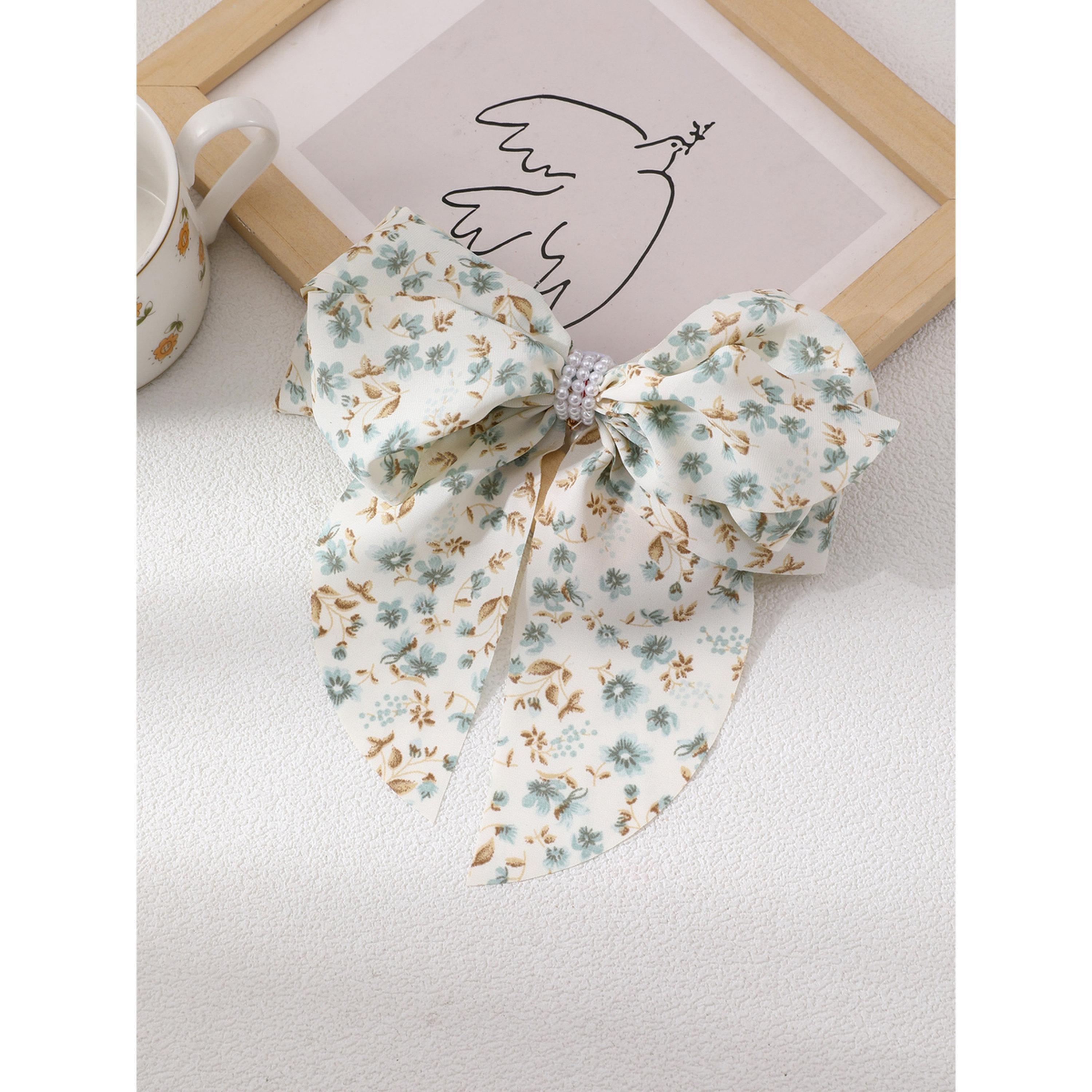 مشبك شعر بفيونكة ونقشة زهور-women-hairaccessories-clips-image-6