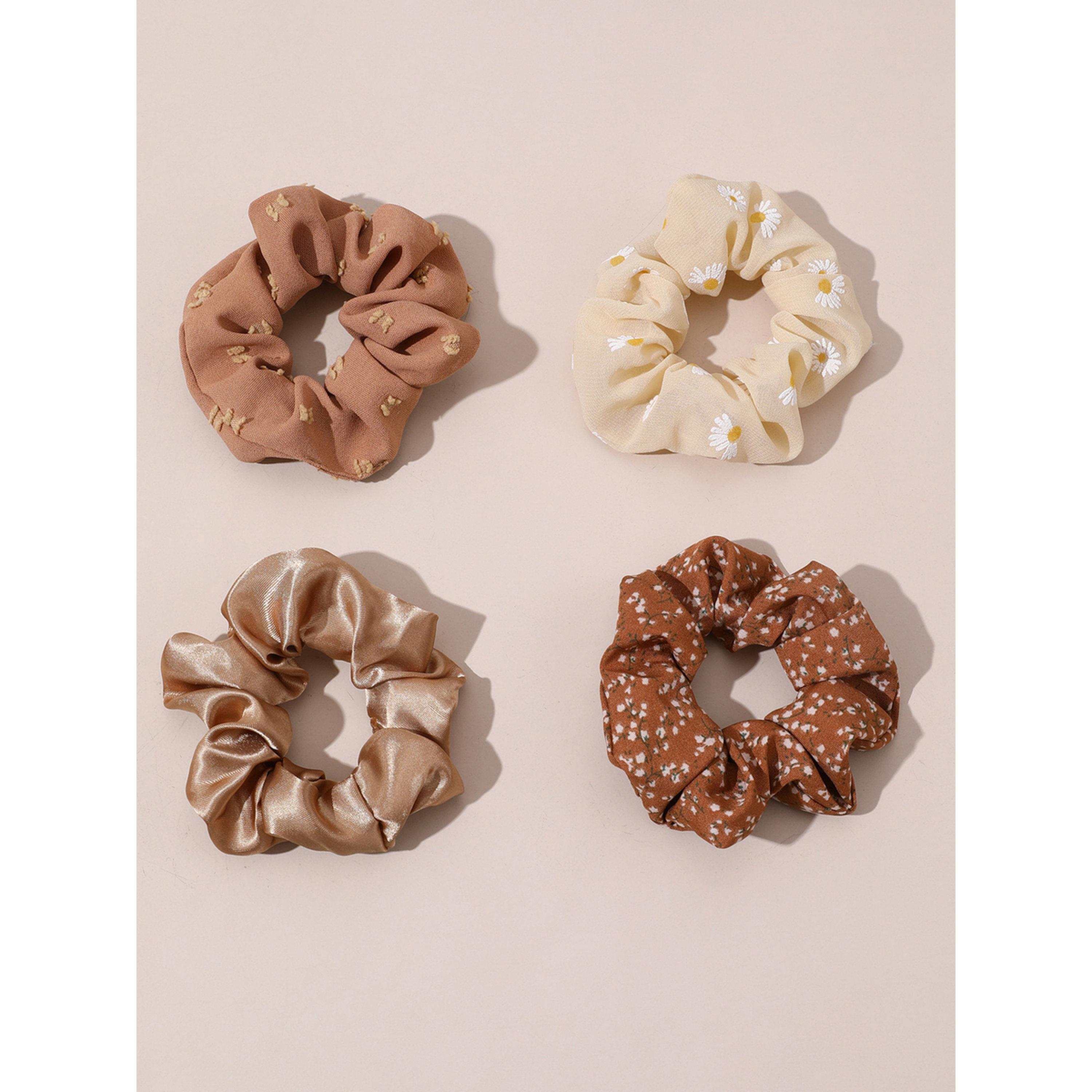 طقم ربطات شعر مطبوعة بالزهور - 4 قطع-women-hairaccessories-scrunchies-image-1