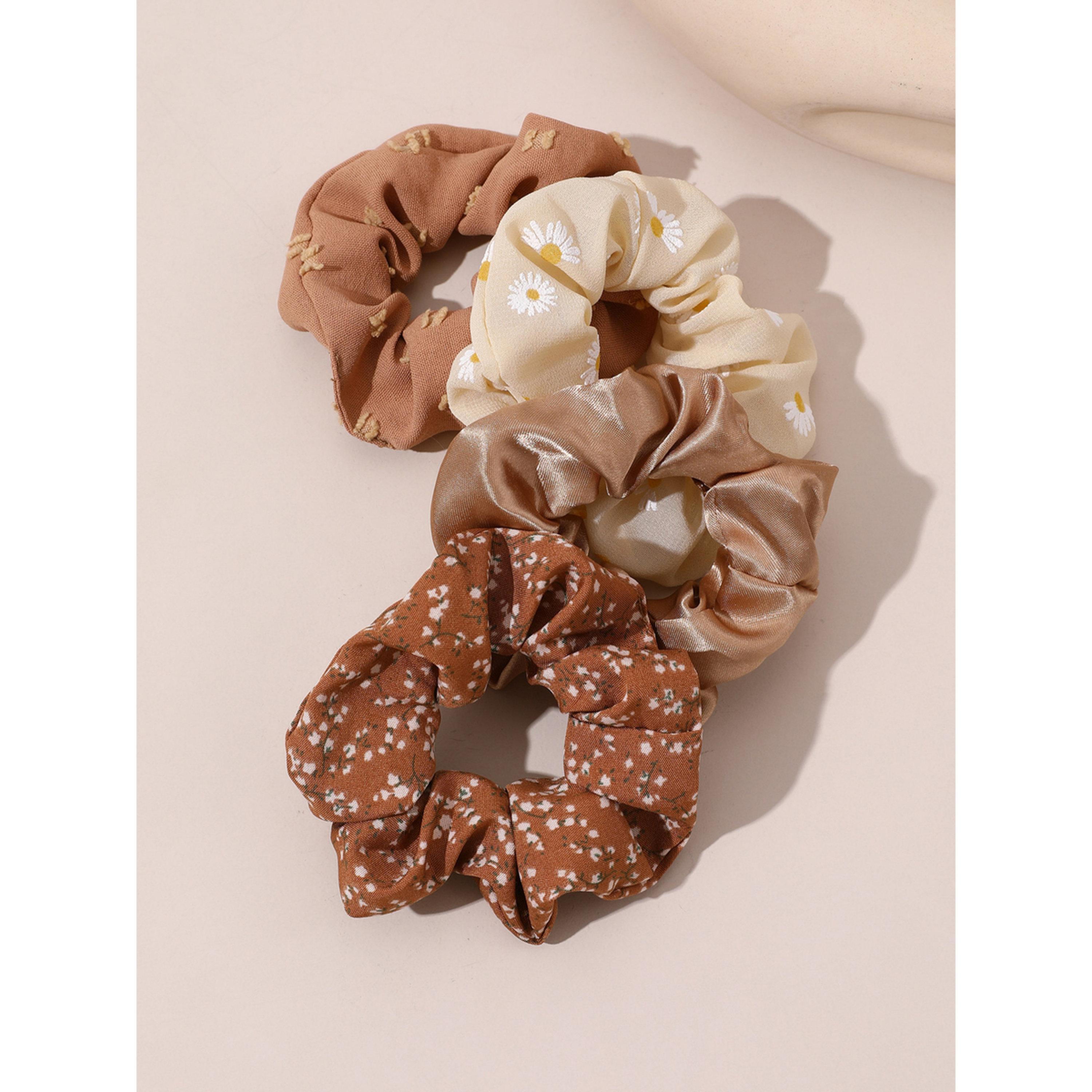 Take Two Pack of 4 - Floral Printed Hair Scrunchies-women-hairaccessories-scrunchies-image-3