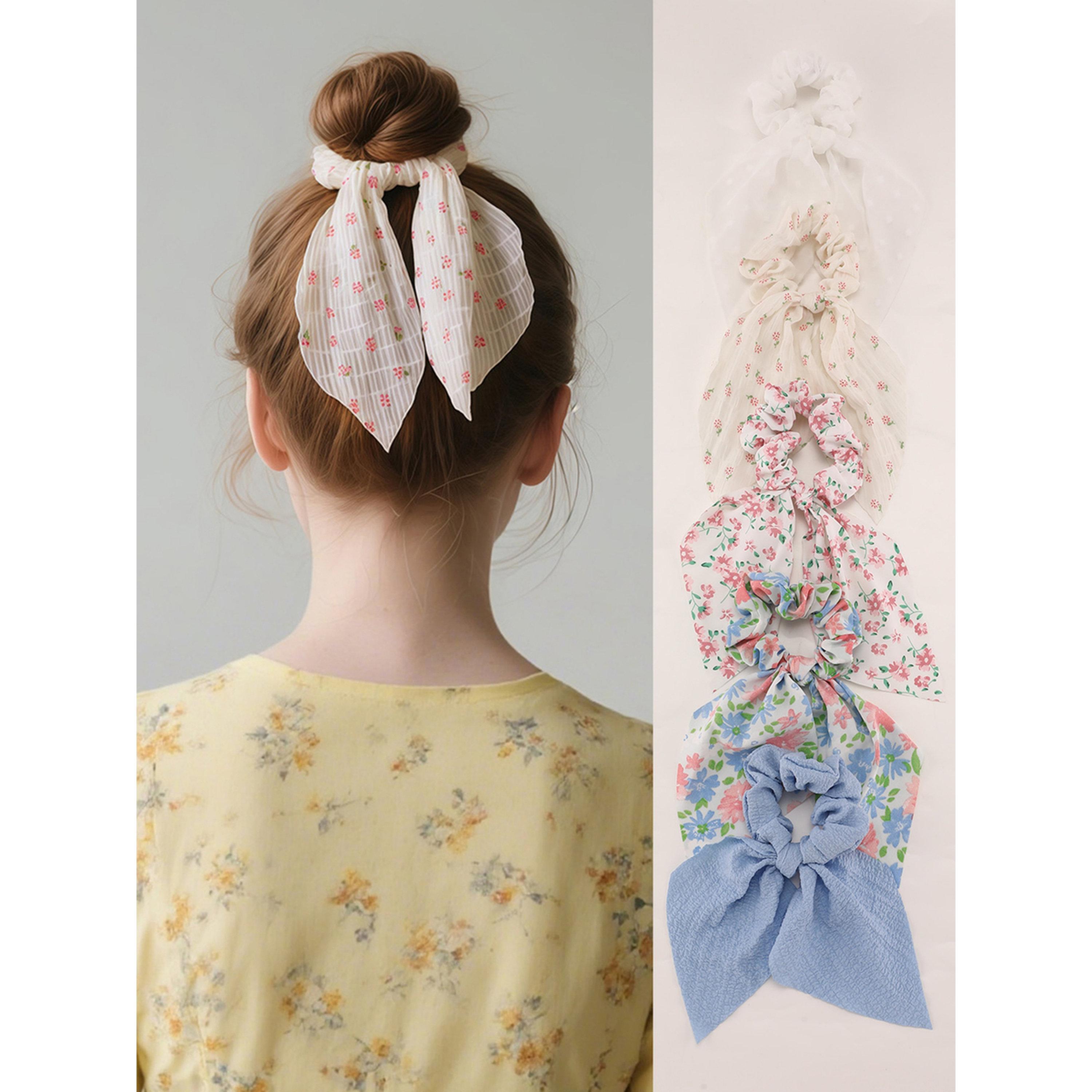 Take Two Pack of 5 - Floral Print Hair Scrunchies-women-hairaccessories-scrunchies-image-1
