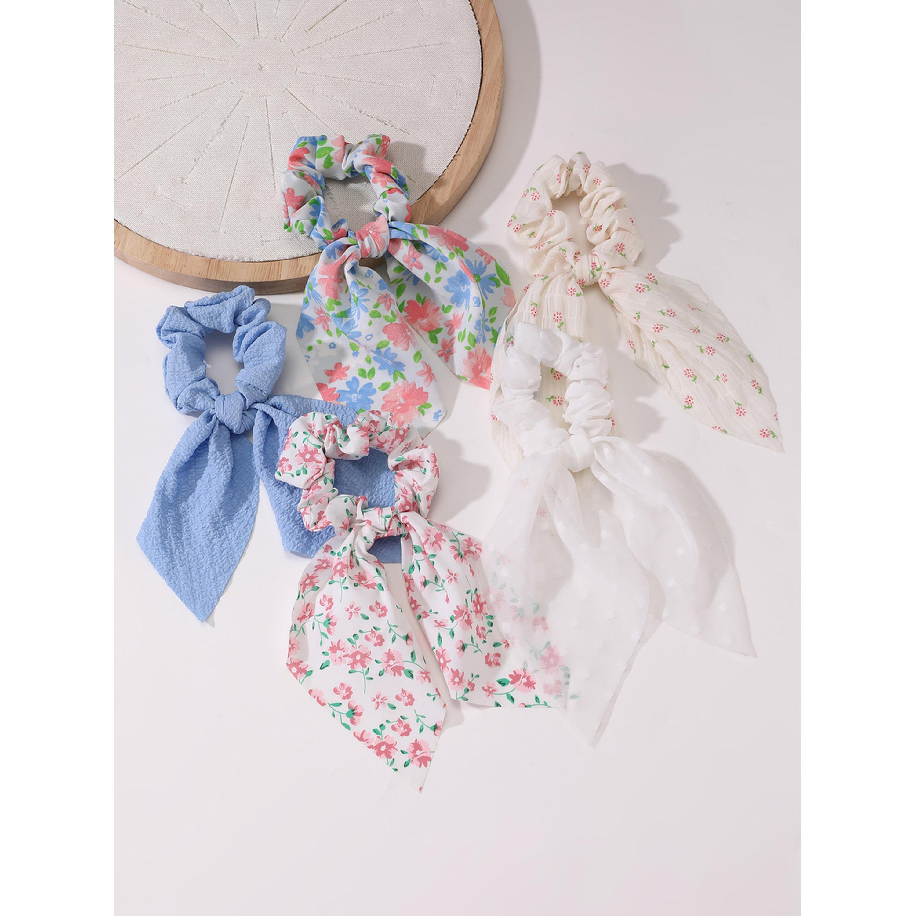 طقم ربطات شعر مطبوعة بالزهور - 5 قطع-women-hairaccessories-scrunchies-image-4