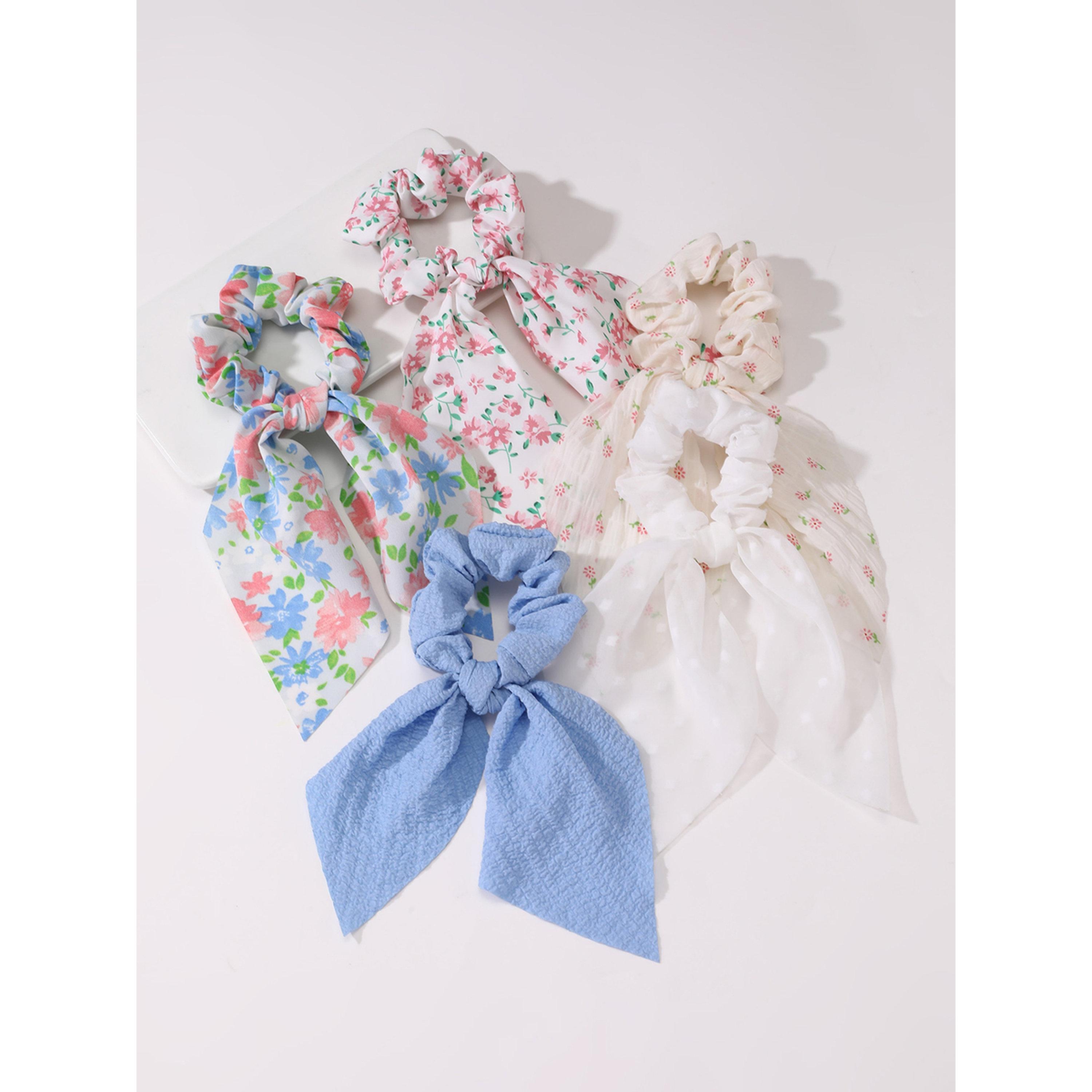 طقم ربطات شعر مطبوعة بالزهور - 5 قطع-women-hairaccessories-scrunchies-image-5