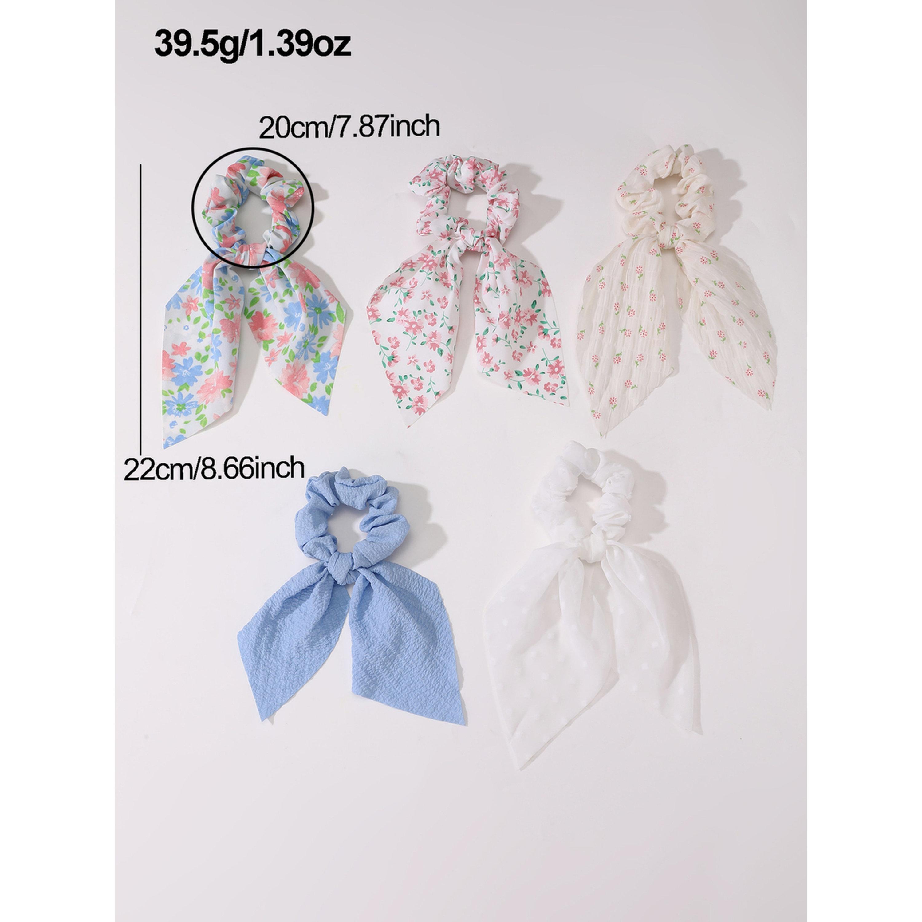 Take Two Pack of 5 - Floral Print Hair Scrunchies-women-hairaccessories-scrunchies-image-6