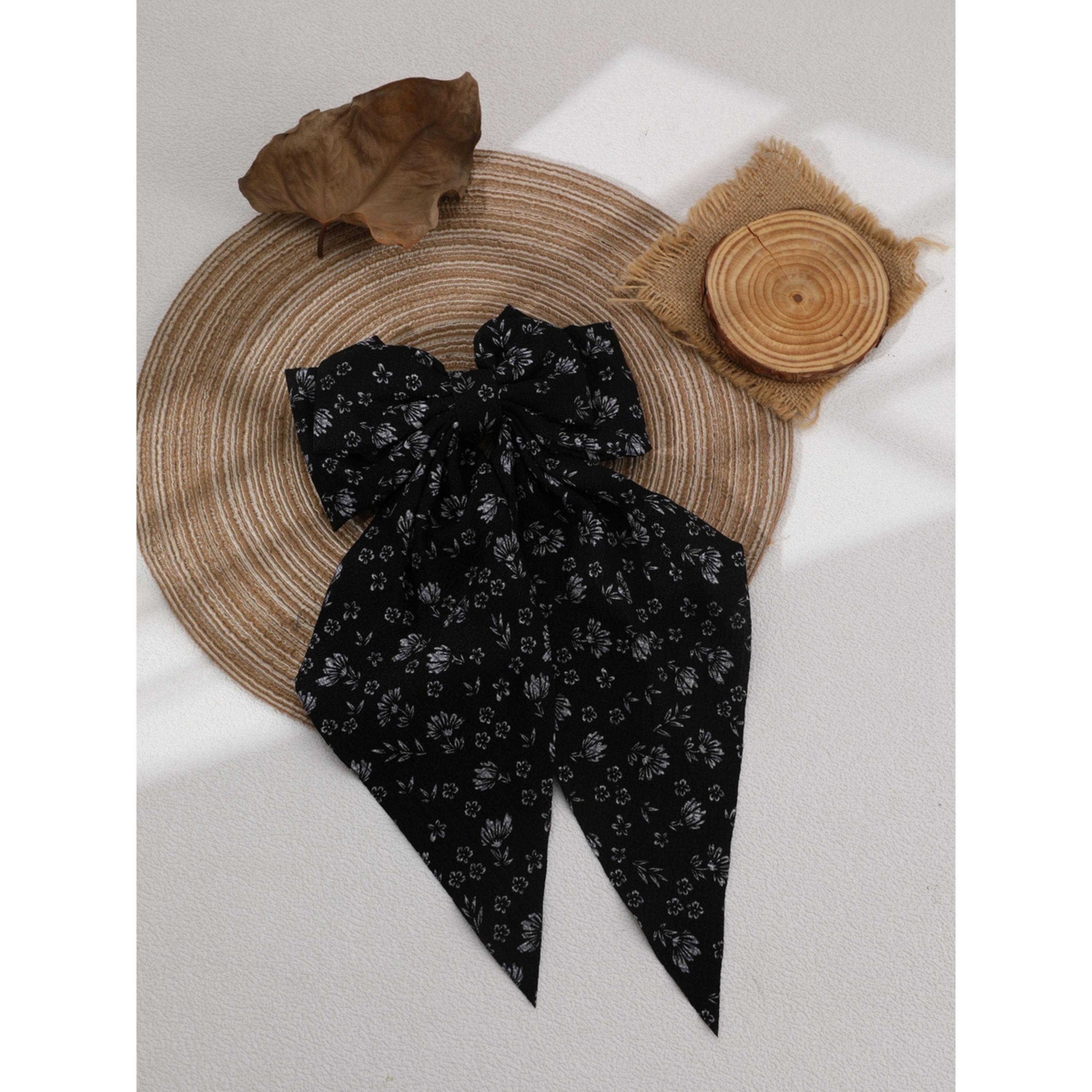 مشبك شعر بفيونكة ونقشة زهور-women-hairaccessories-clips-image-3