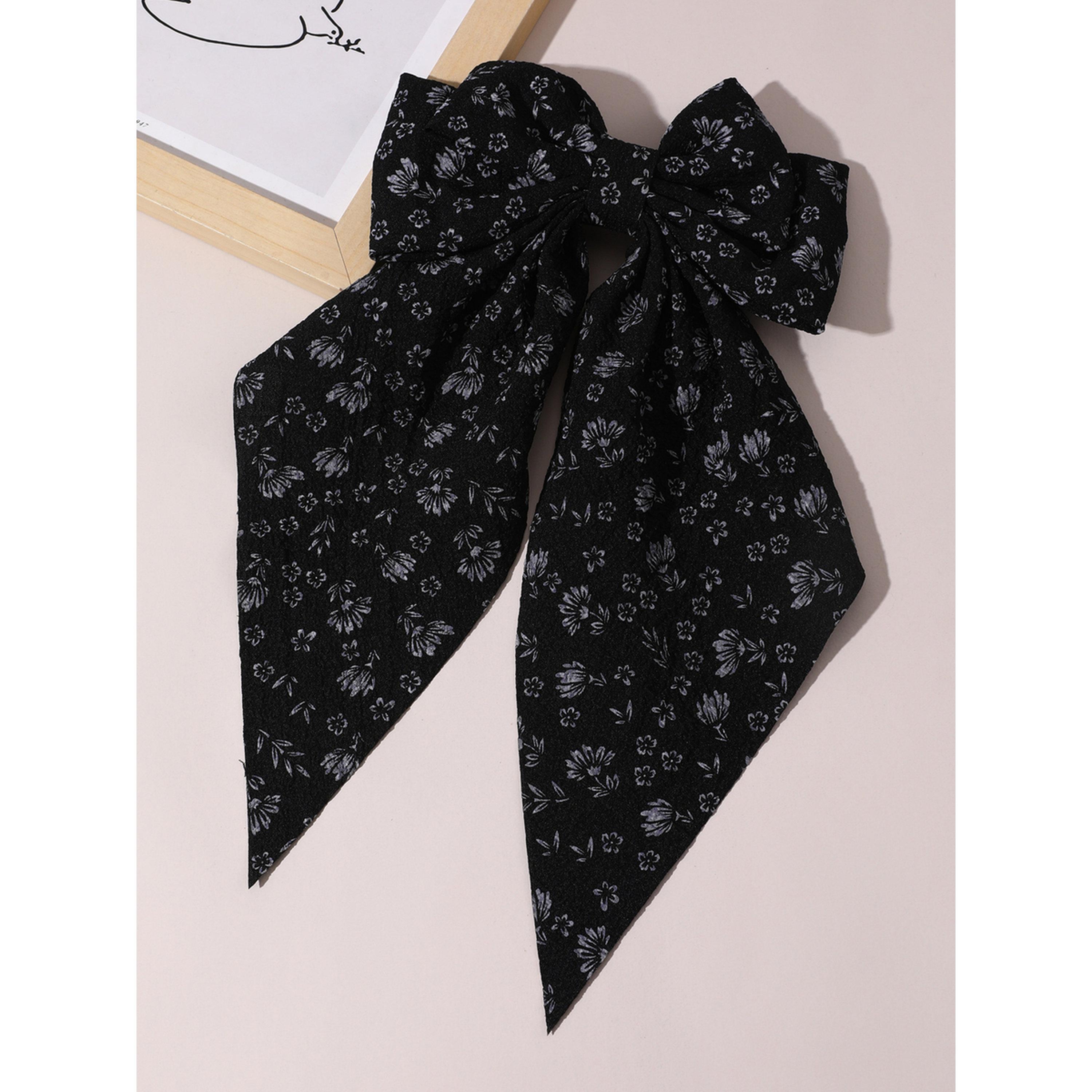 مشبك شعر بفيونكة ونقشة زهور-women-hairaccessories-clips-image-5