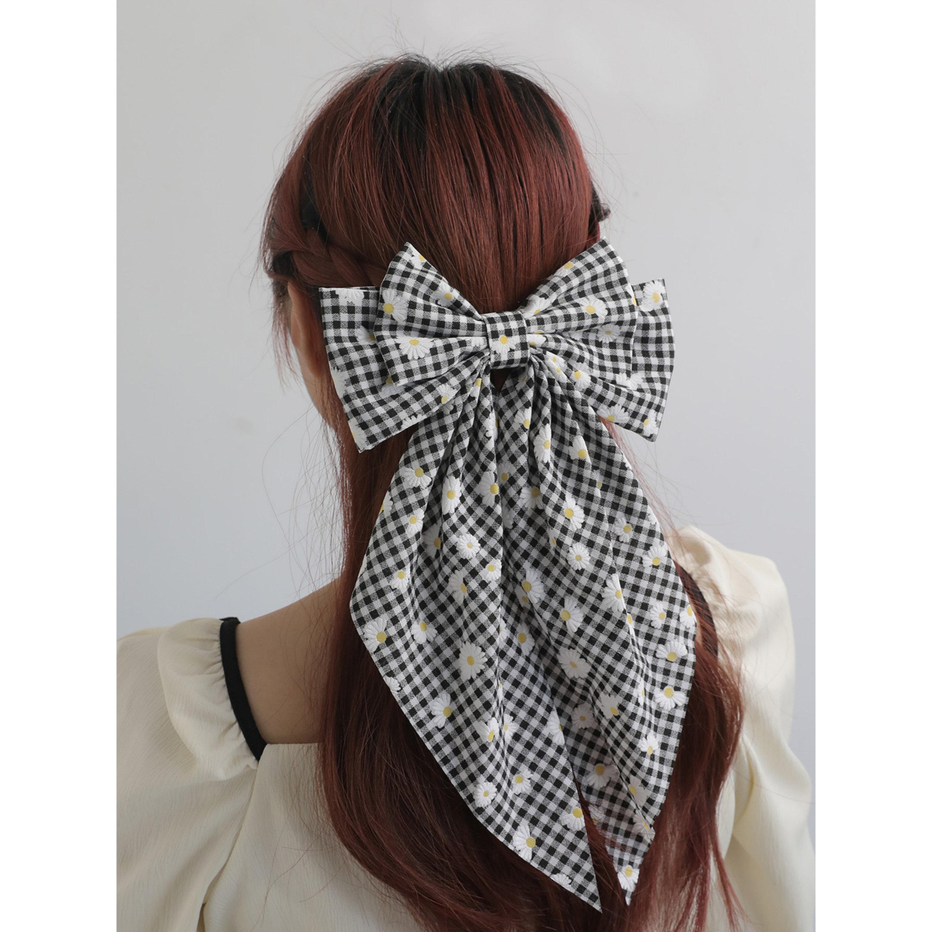 Take Two Black Daisy Gingham Bow Hair Clip-women-hairaccessories-clips-image-2